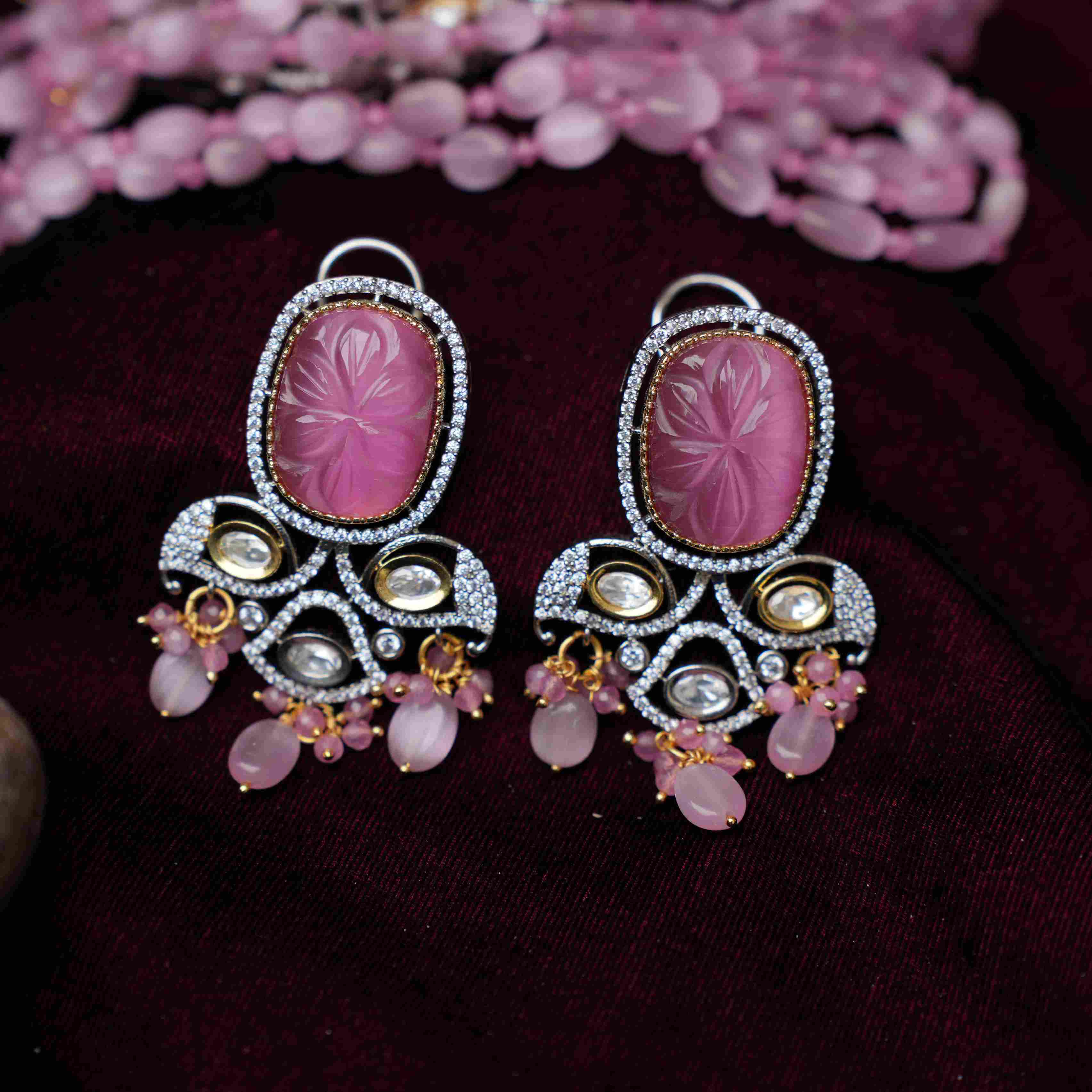 Sadhana Victorian Kundan Necklace - Pink