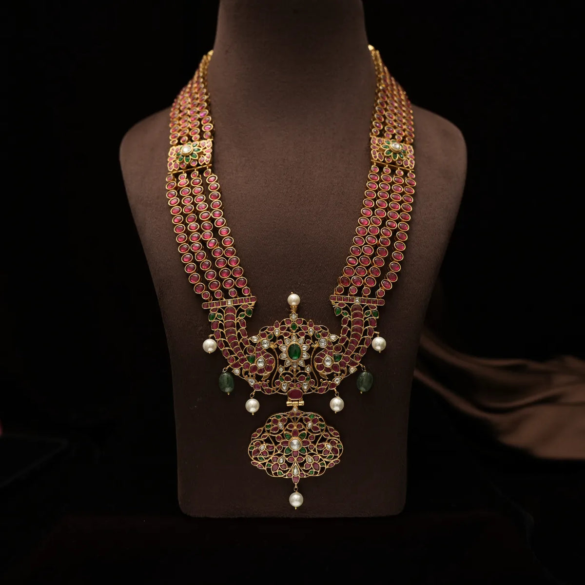 Sahasra Antique Statement Necklace - Red