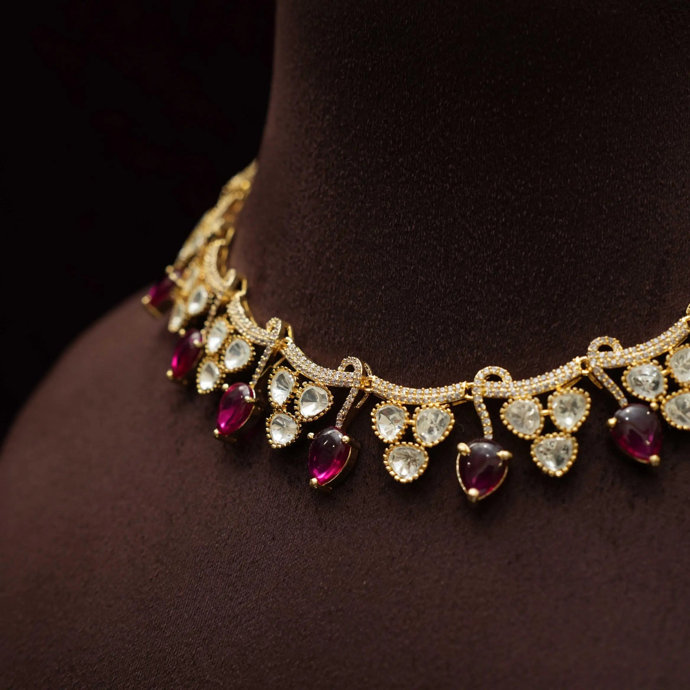 Saisha Polki Necklace - Red
