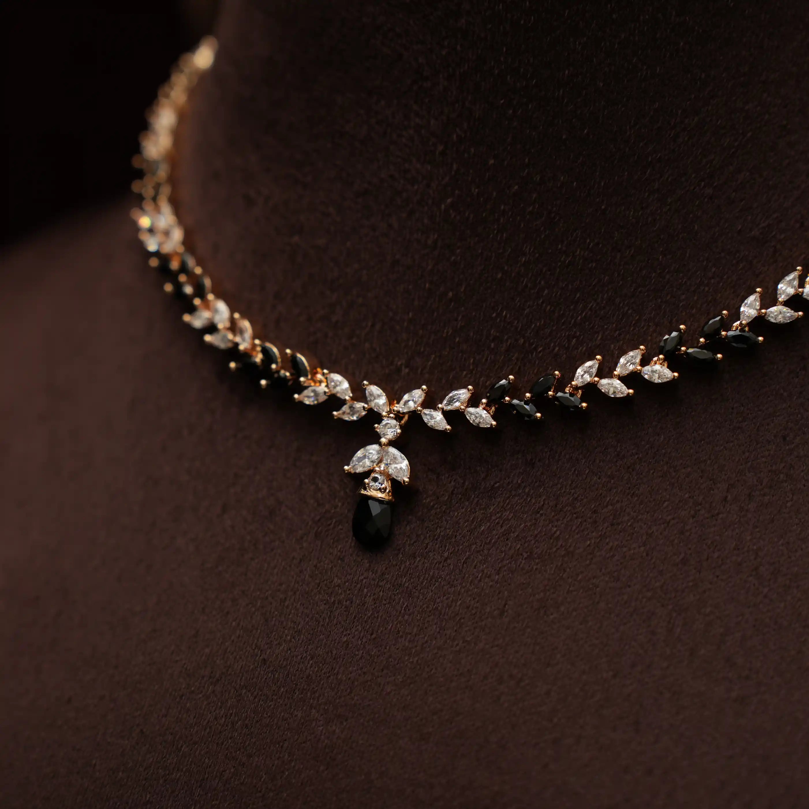 Sakti Zircon Necklace - White & Black