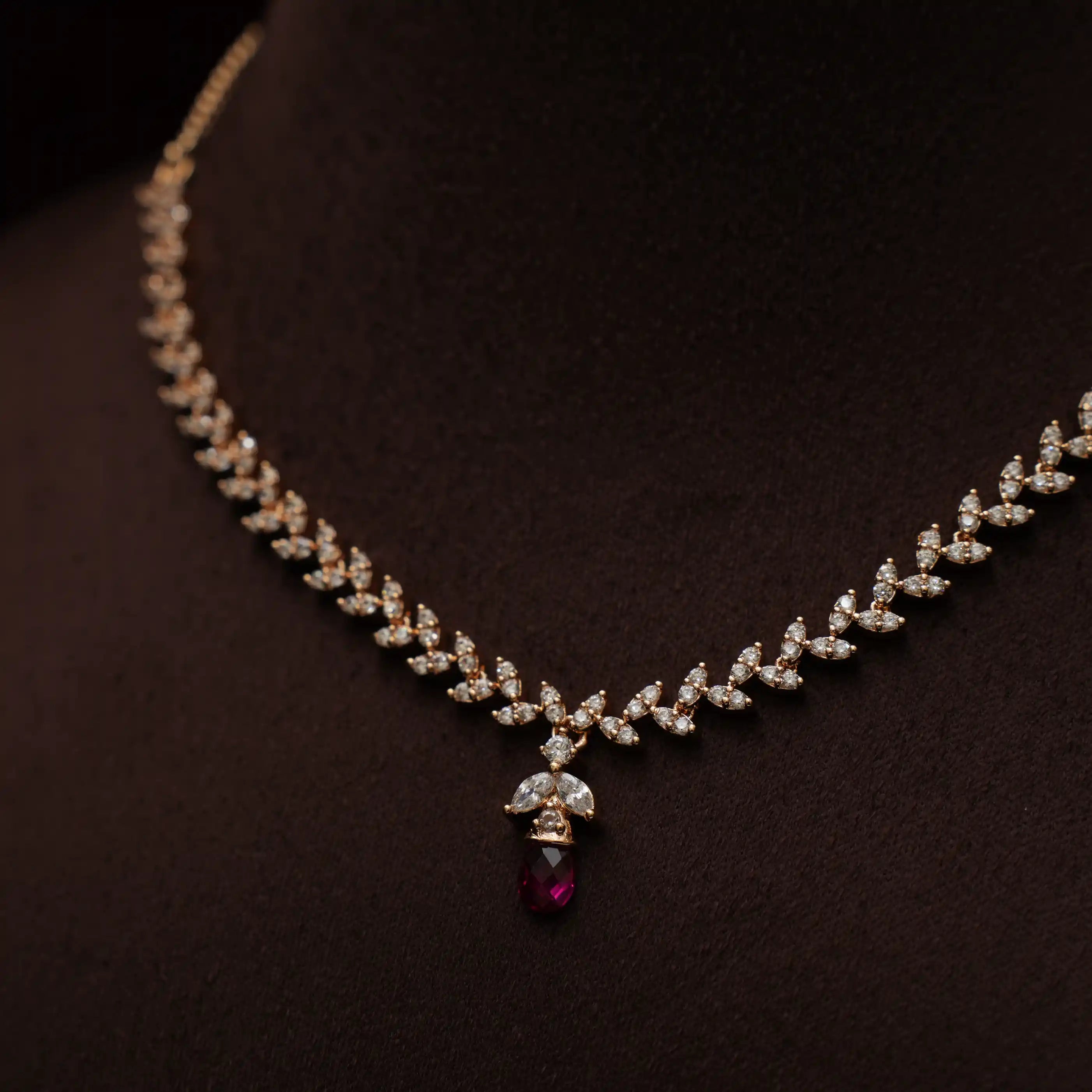 Sakti Zircon Necklace - White & Red