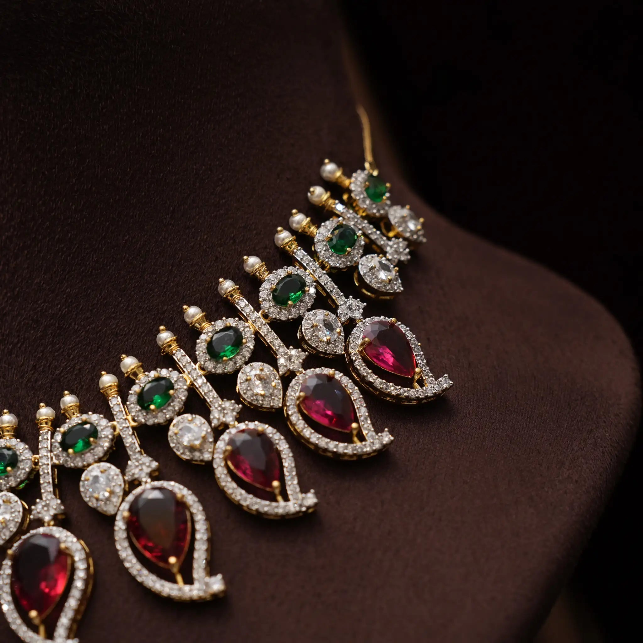 Sanvy Polki Necklace - Red & Green