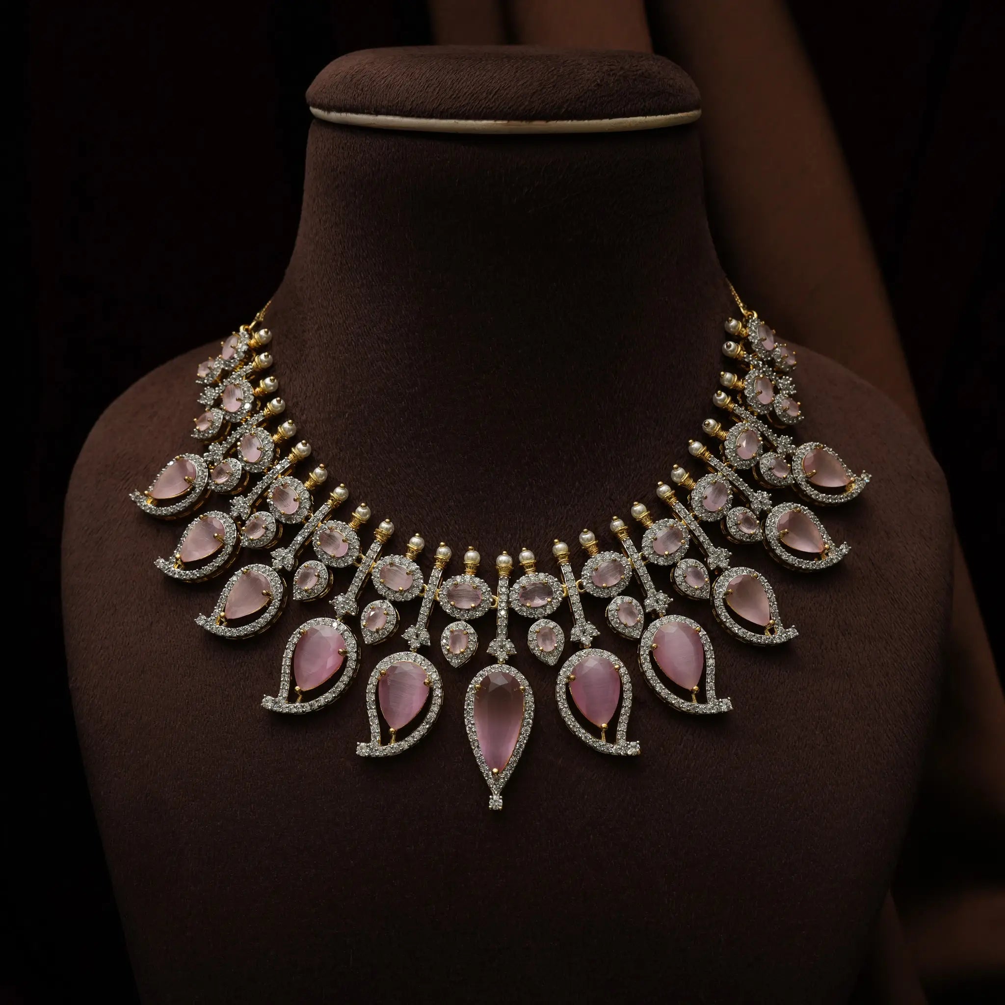 Sanvy Zircon Necklace - Pastel Pink