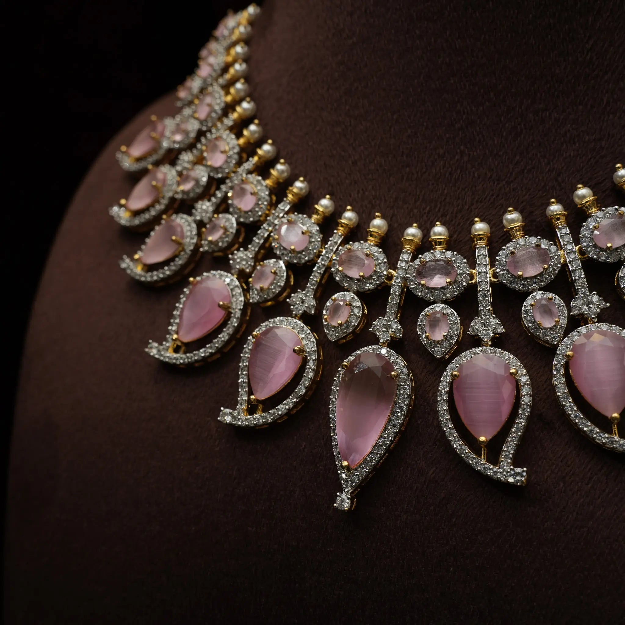 Sanvy Zircon Necklace - Pastel Pink