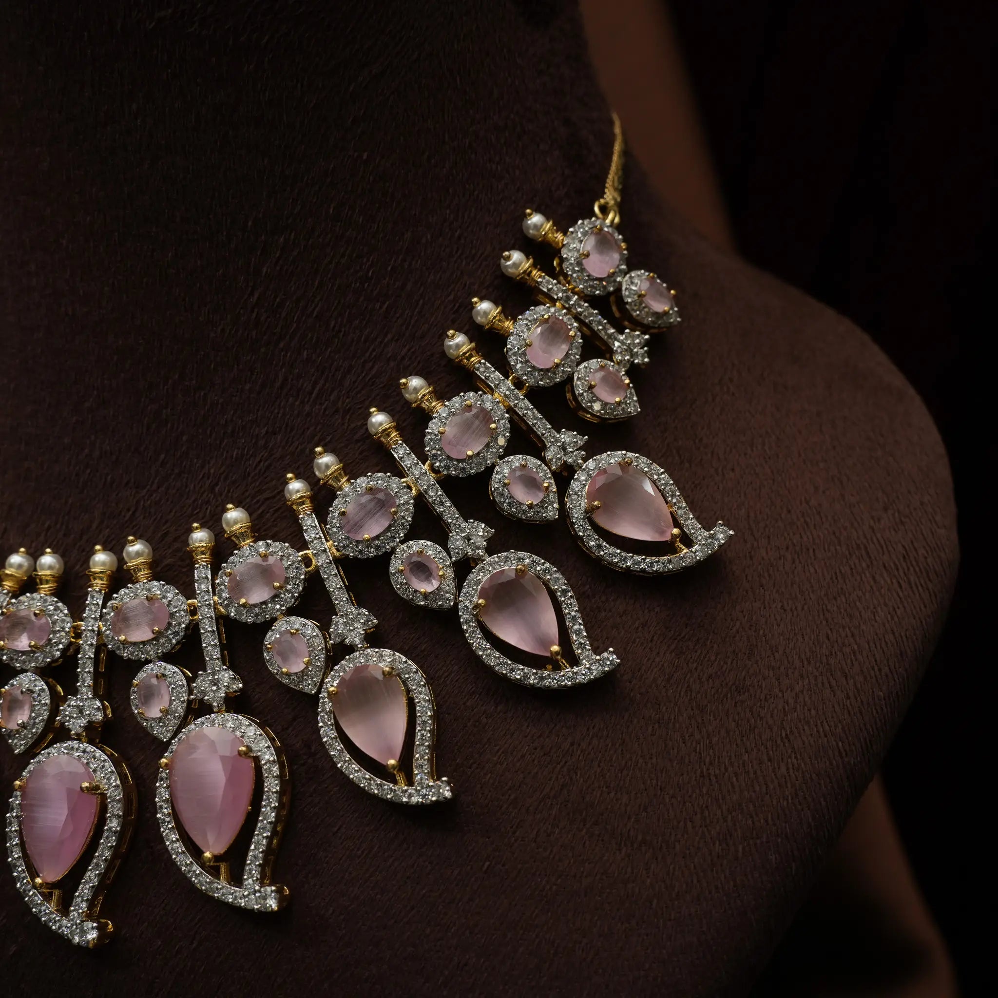 Sanvy Zircon Necklace - Pastel Pink