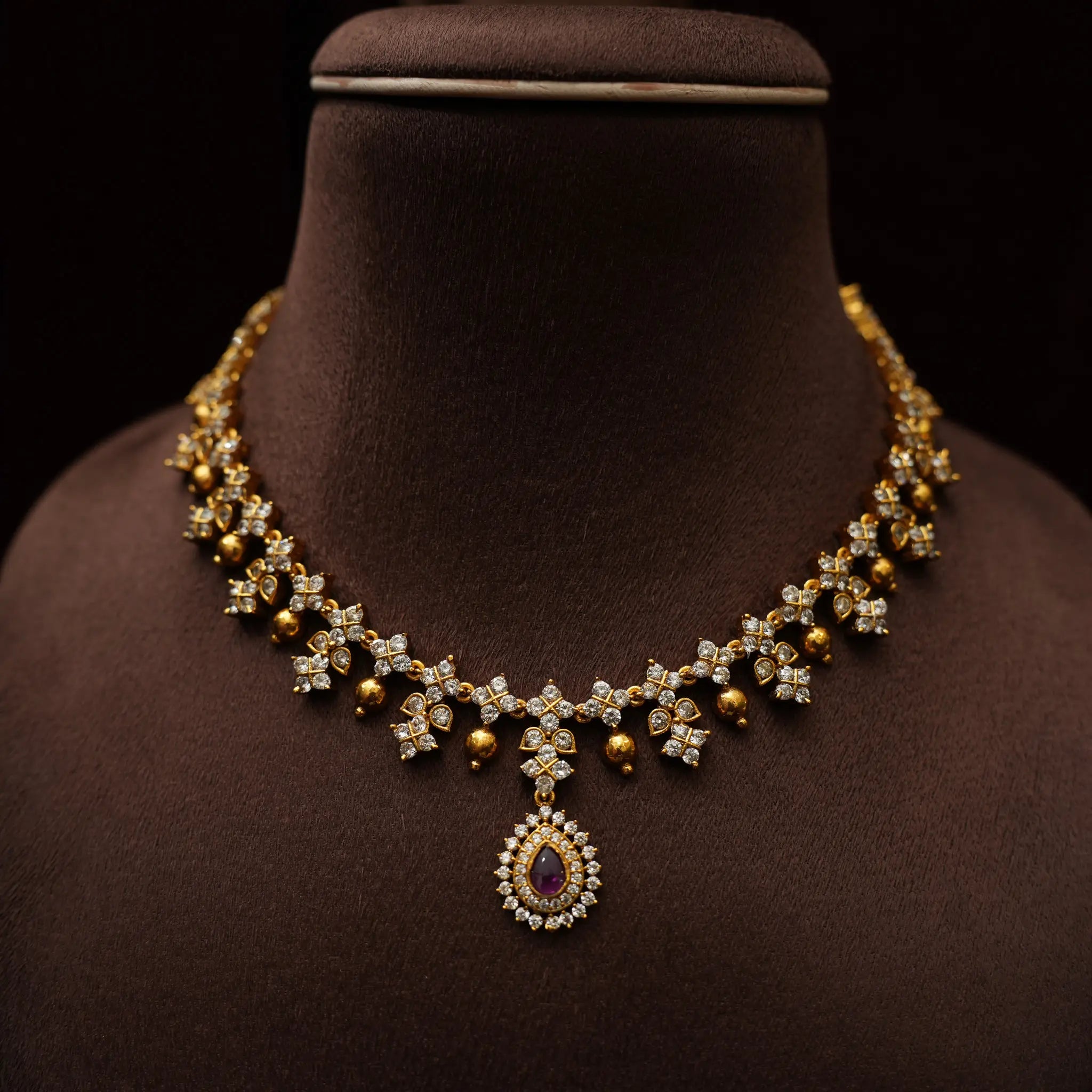 Sanya Zircon Necklace - Red