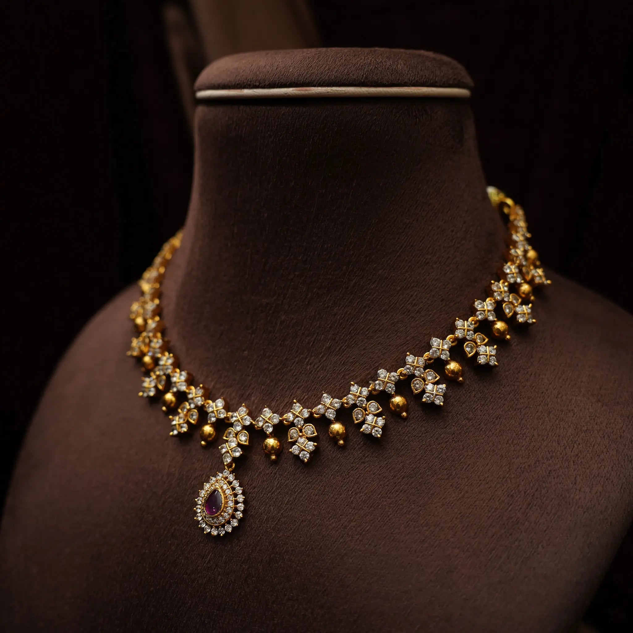 Sanya Zircon Necklace - Red