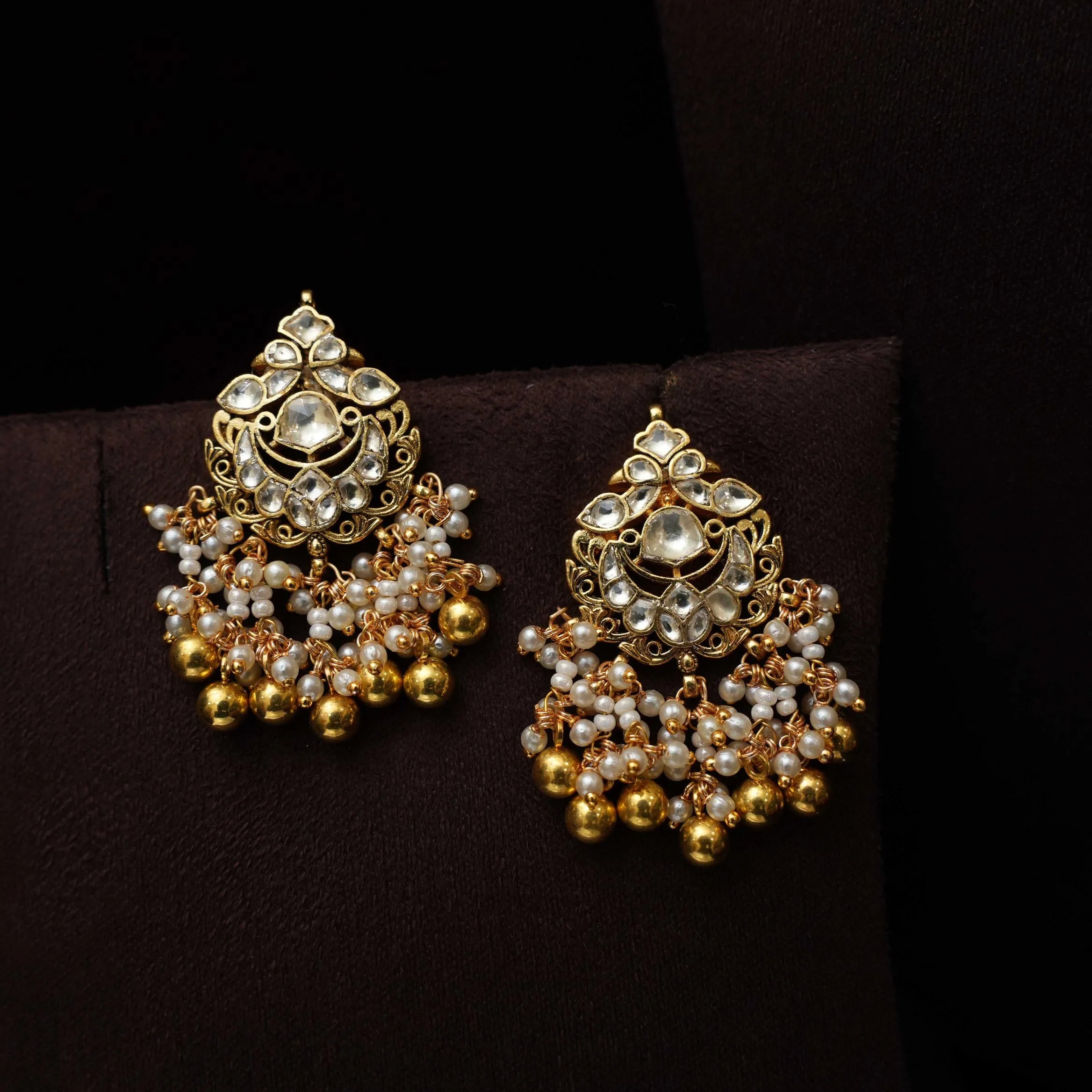 Sara Pearl Polki Necklace - Peacock