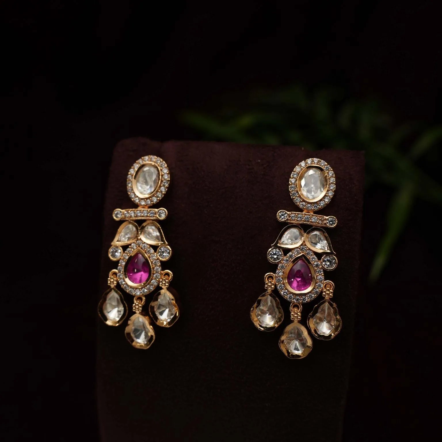 Savya Polki Earrings - Pastel Pink - Rimli Boutique