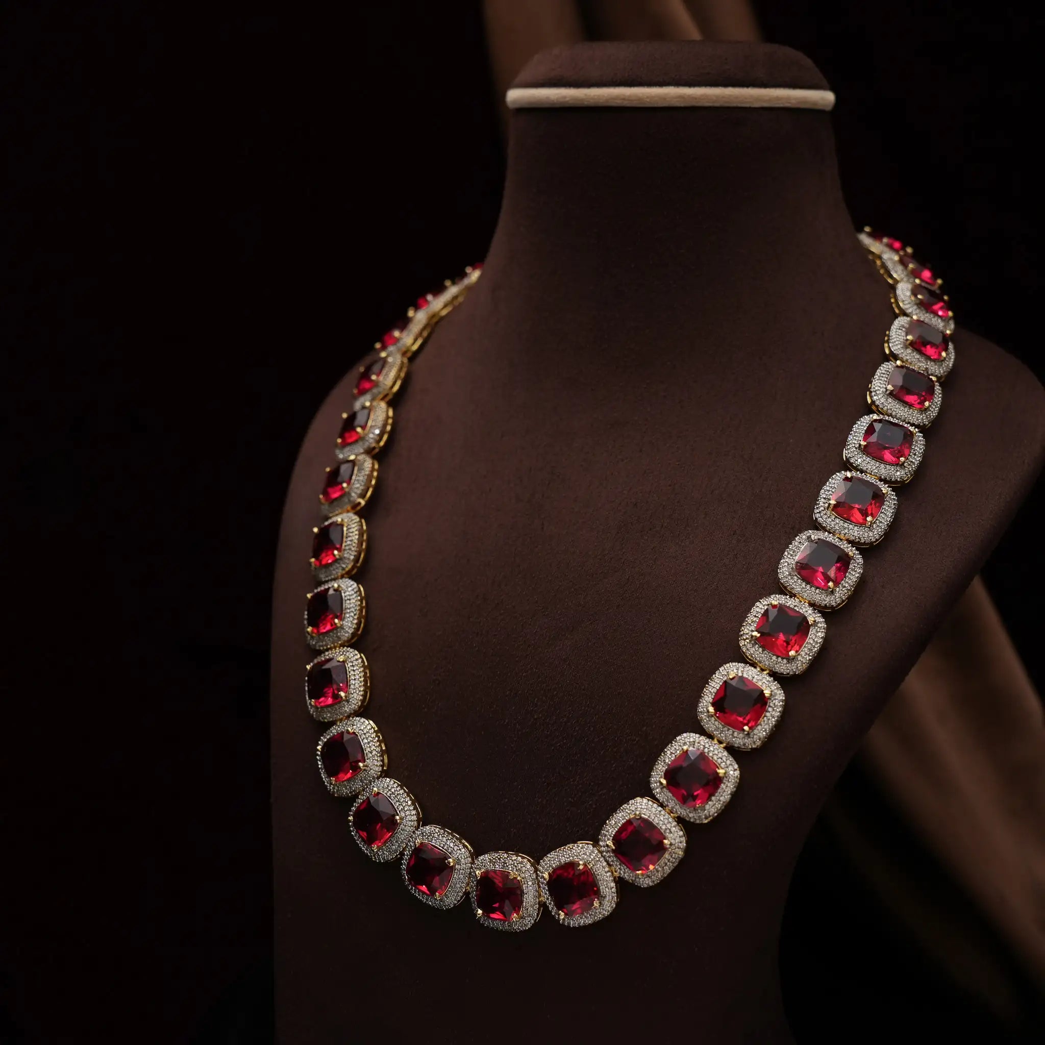 Serena Zircon Necklace - Red