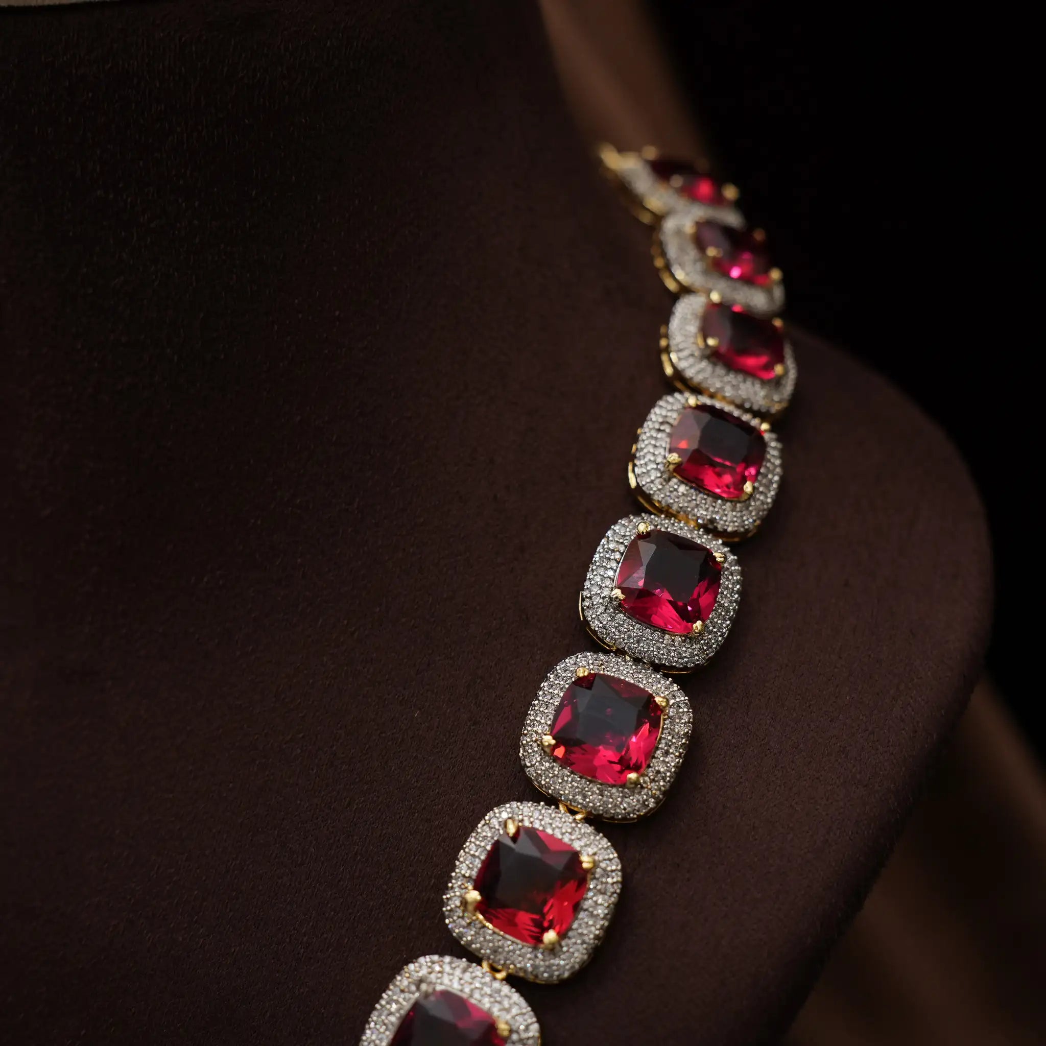 Serena Zircon Necklace - Red