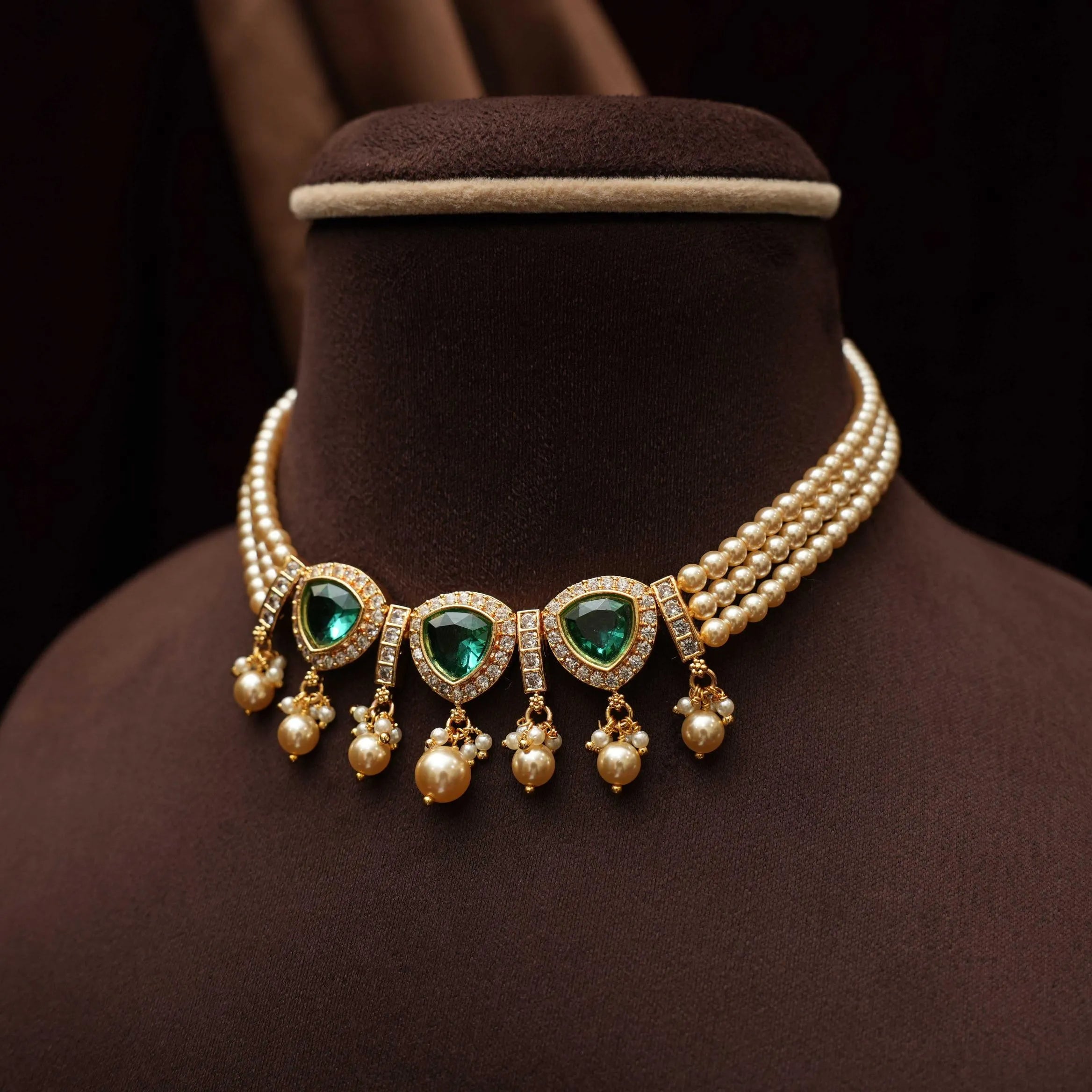 Shanti Beaded Pearl Choker - Pastel Green