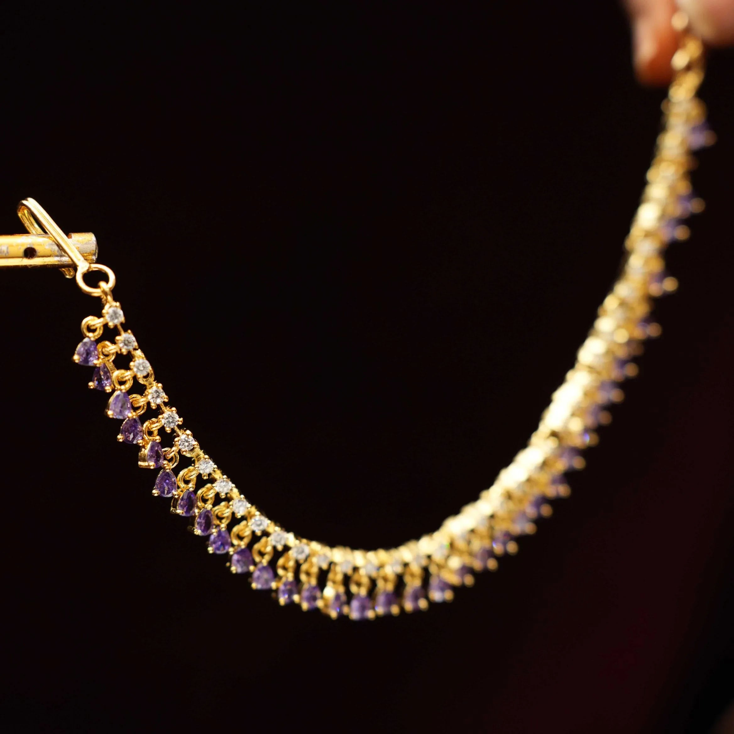 Shefali Zircon Ear Chain - Lavender