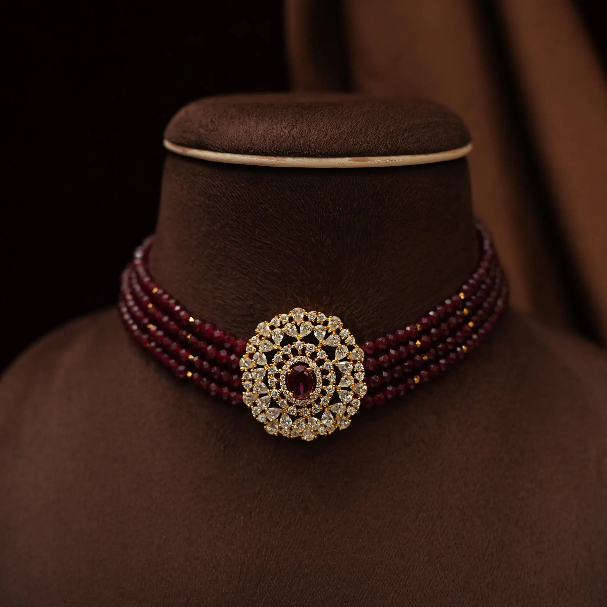 Shreya Beaded Choker - Red