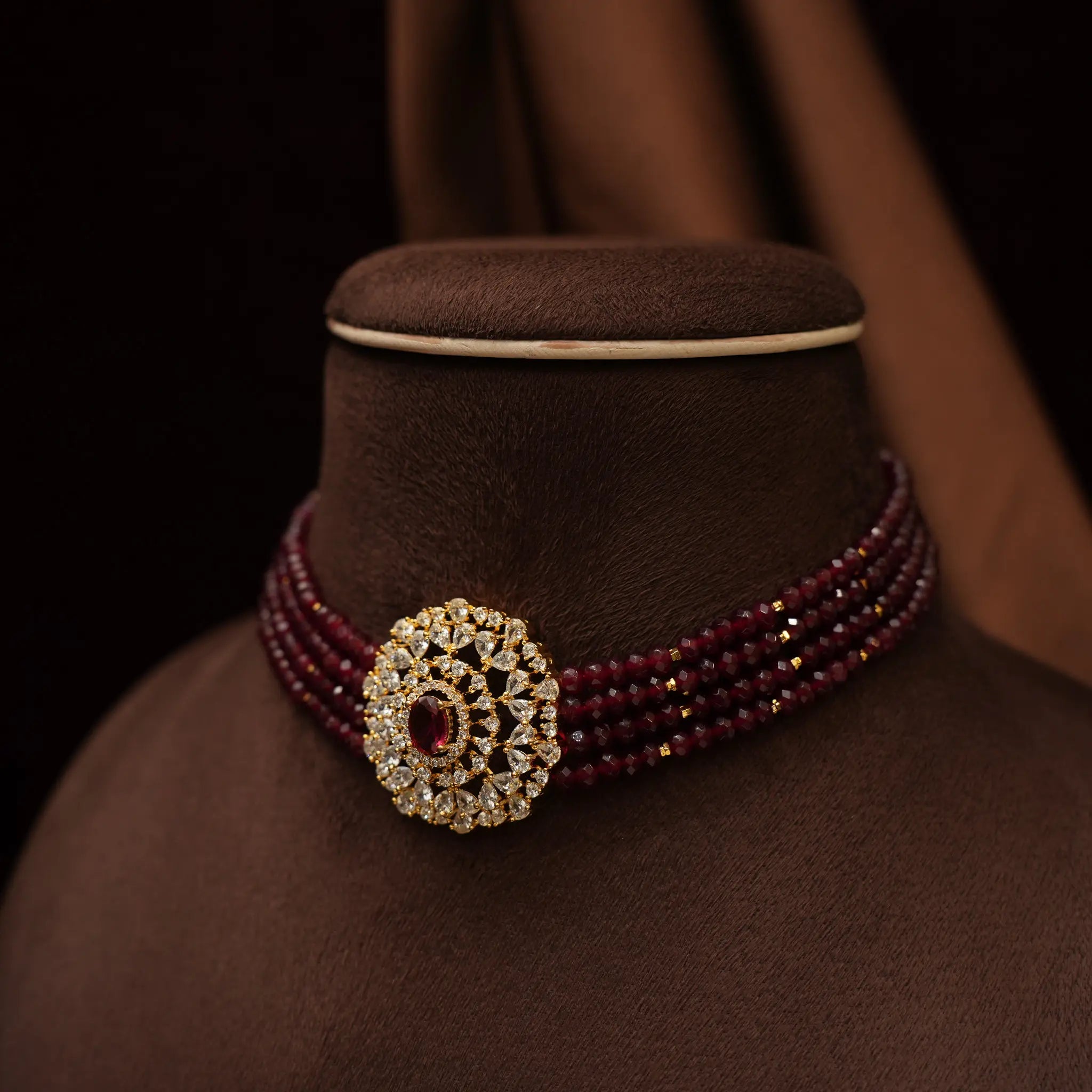 Shreya Beaded Choker - Red