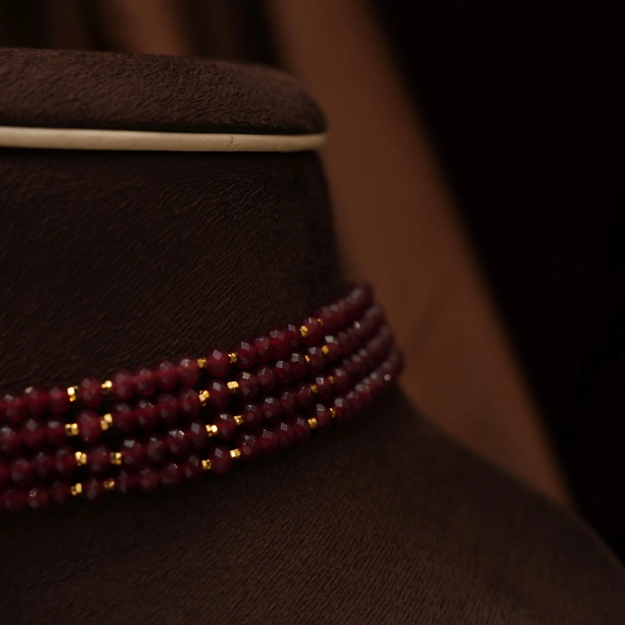 Shreya Beaded Choker - Ruby Red