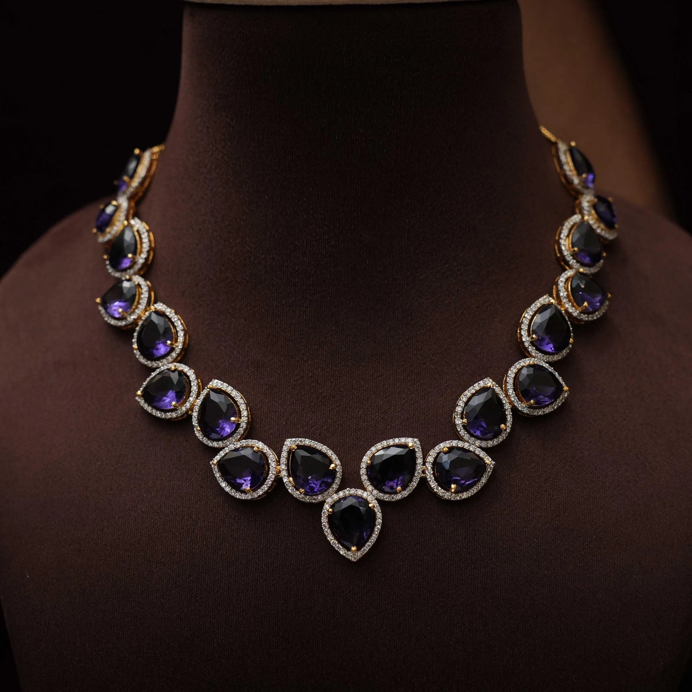 Shreya Zircon Necklace - Purple