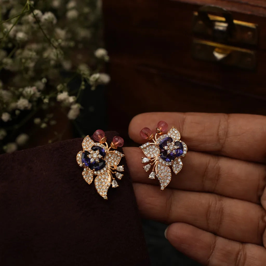 Shrinay Zircon Earrings - Blue