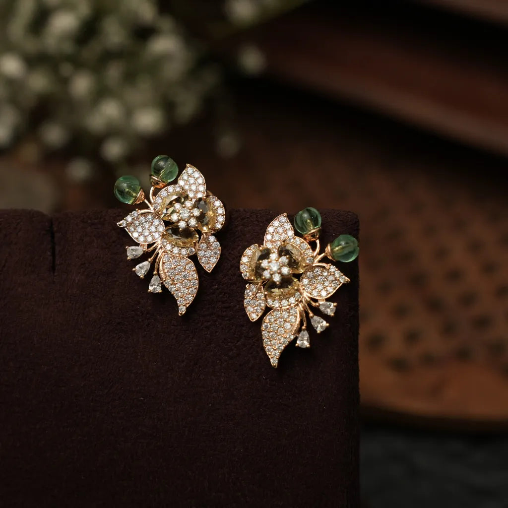 Shrinay Zircon Earrings - Brown