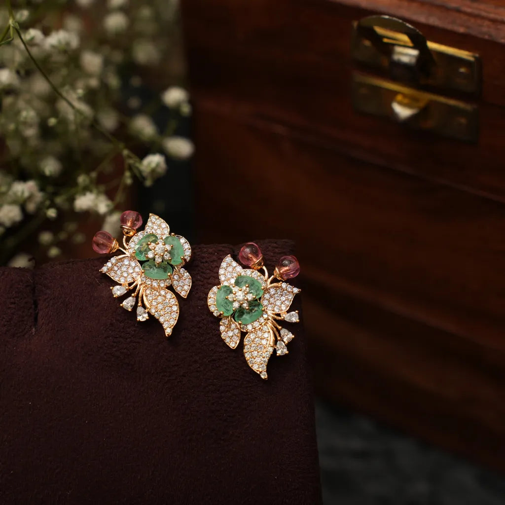 Shrinay Zircon Earrings - Pastel Green
