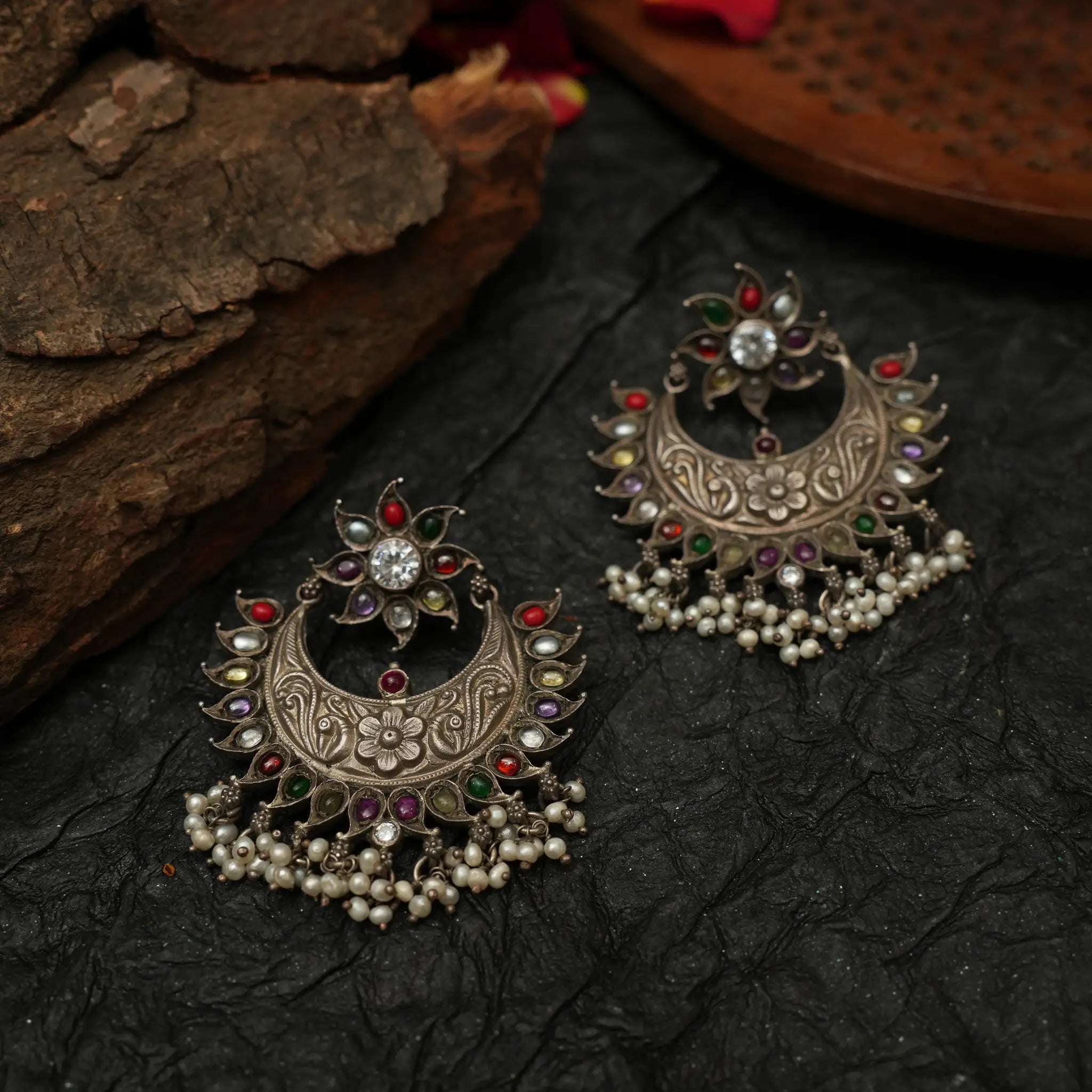 Silver Chandbali Earrings