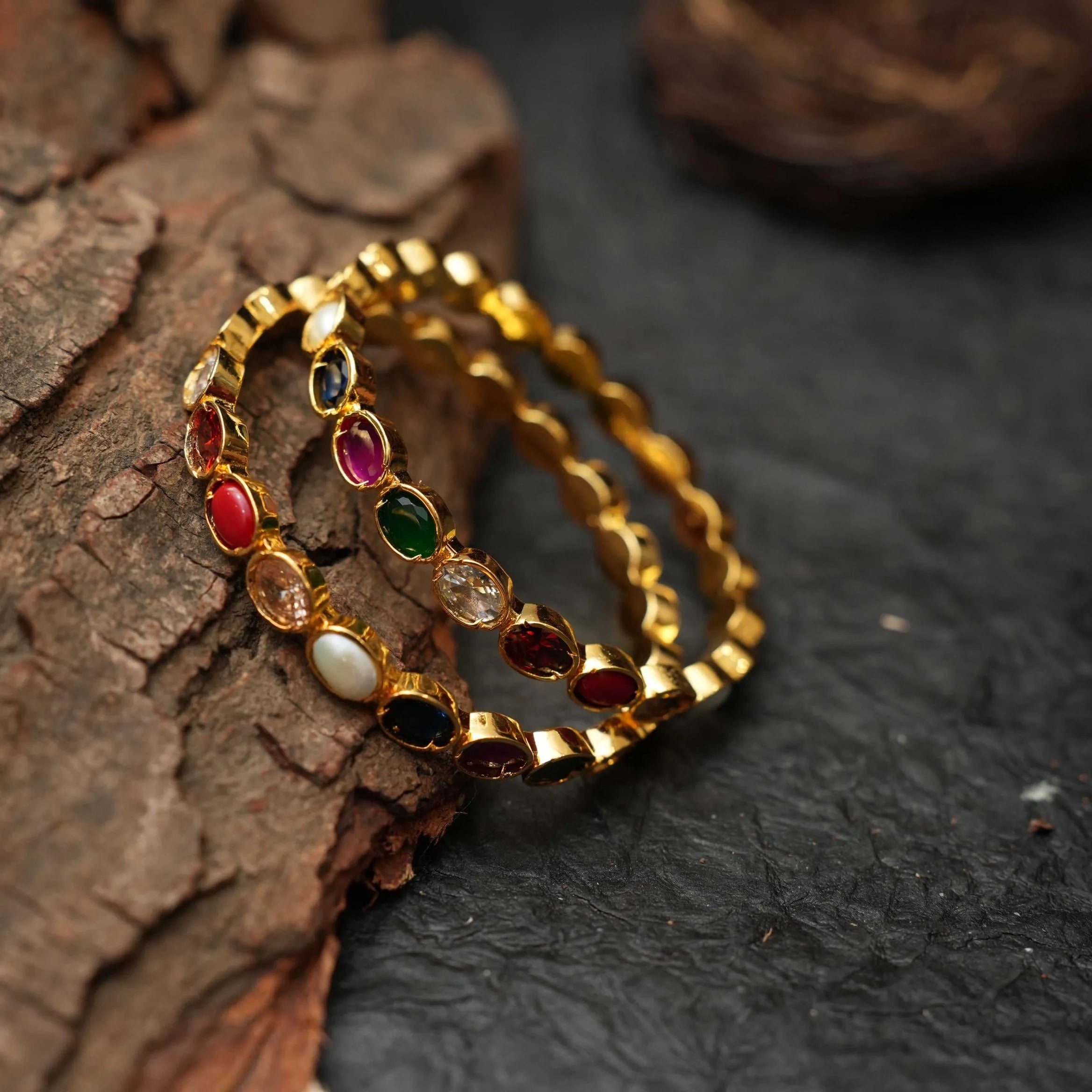 Simran Antique Bangles - Navaratna