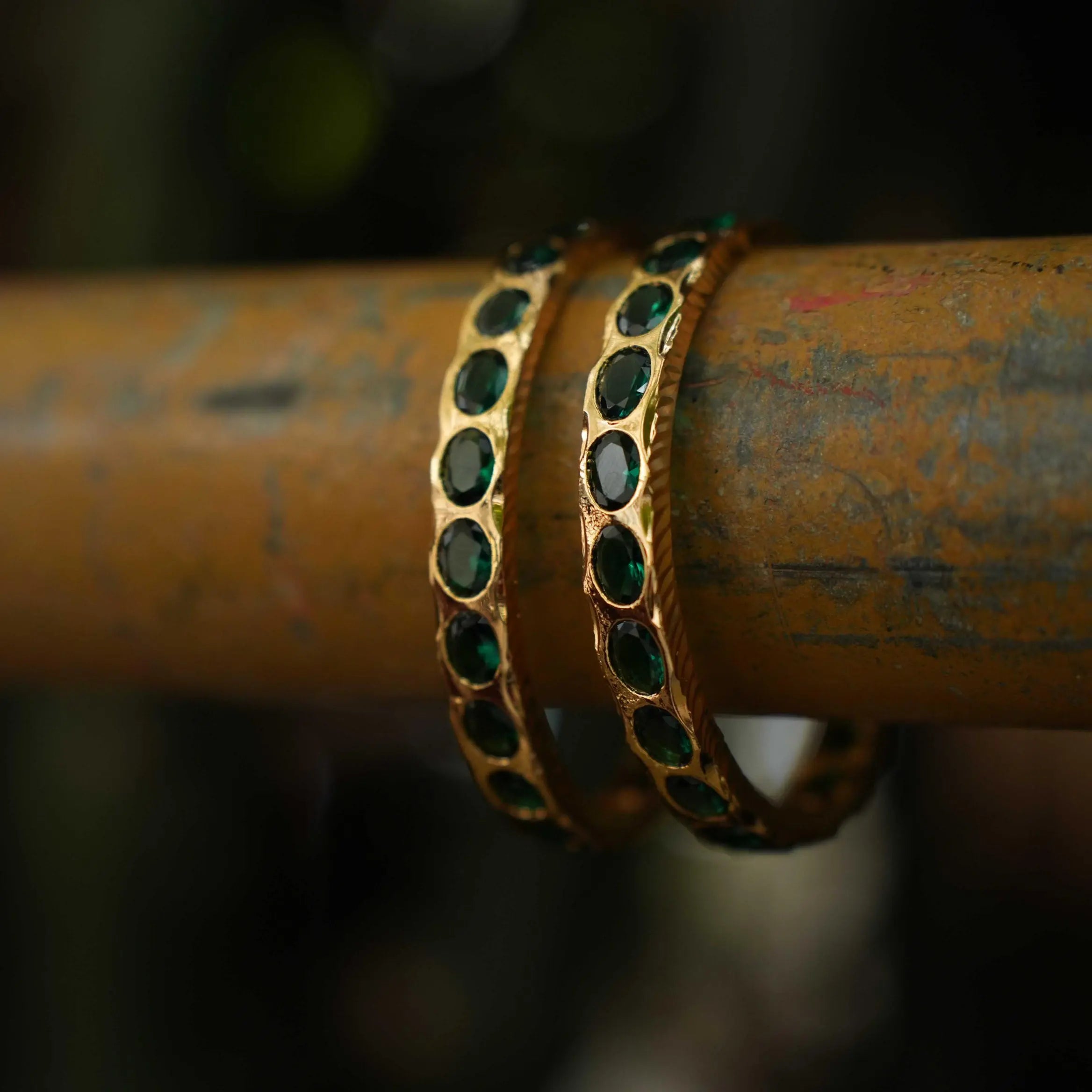 Simran Antique Bangles - Green