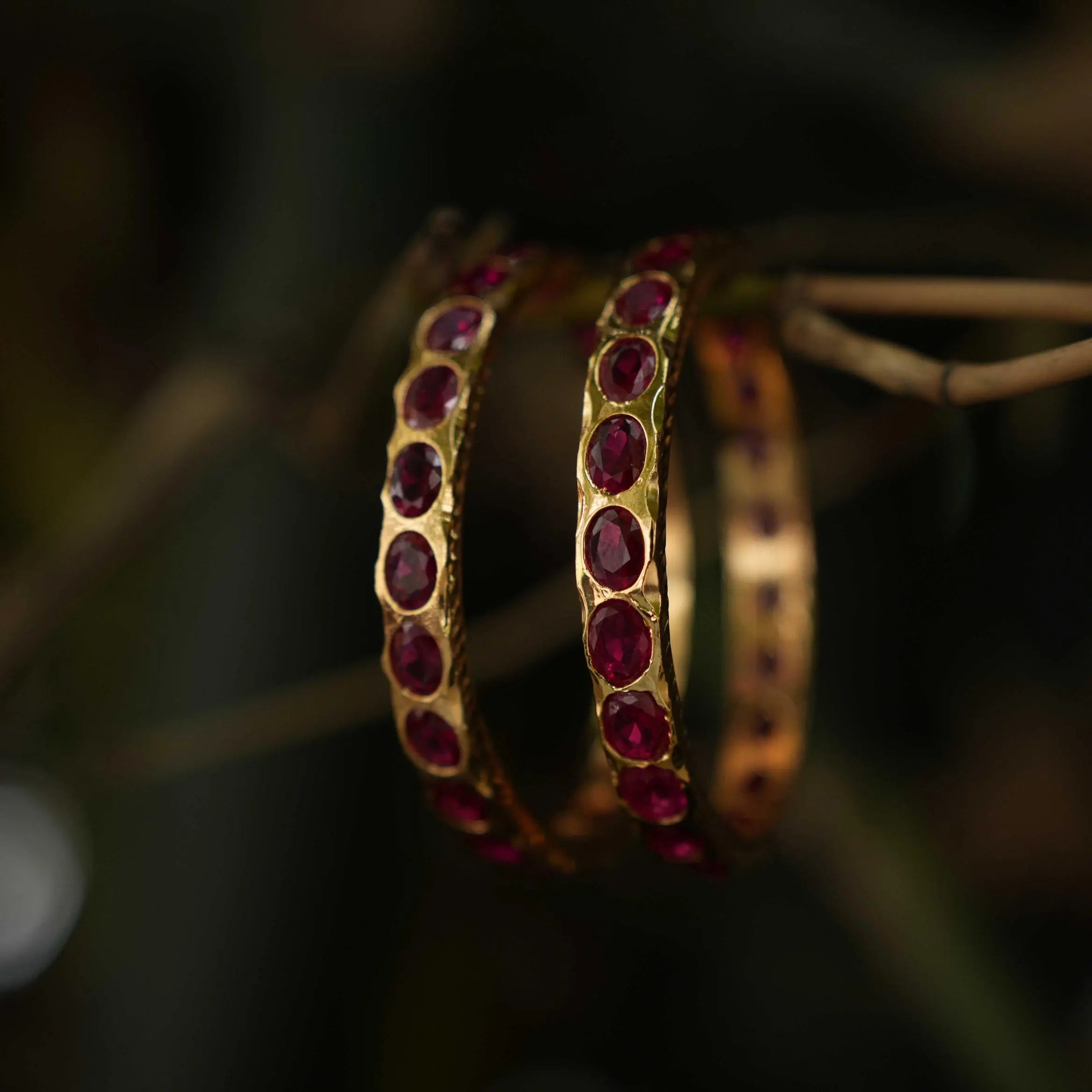 Simran Antique Bangles - Reddish PInk