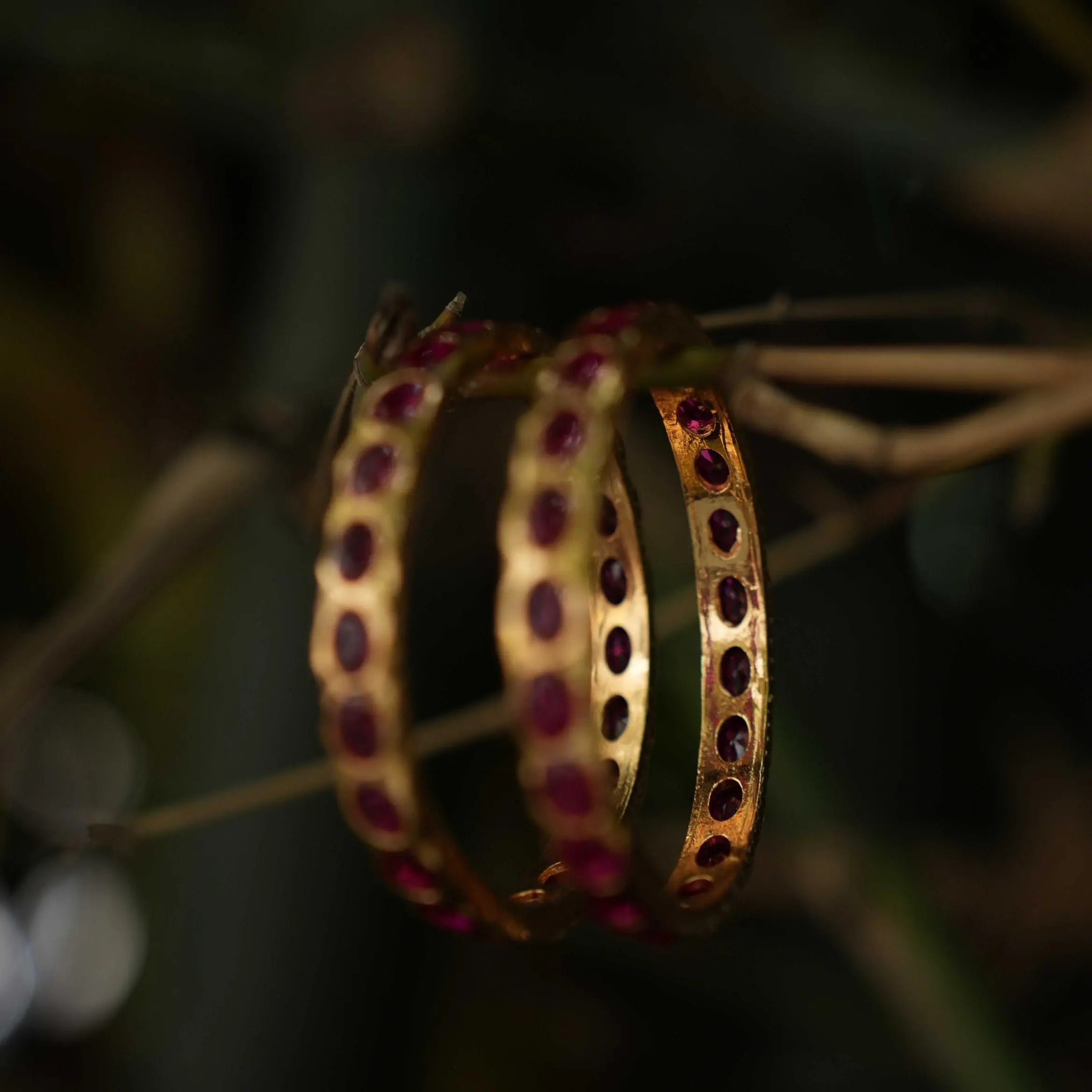 Simran Antique Bangles - Reddish PInk