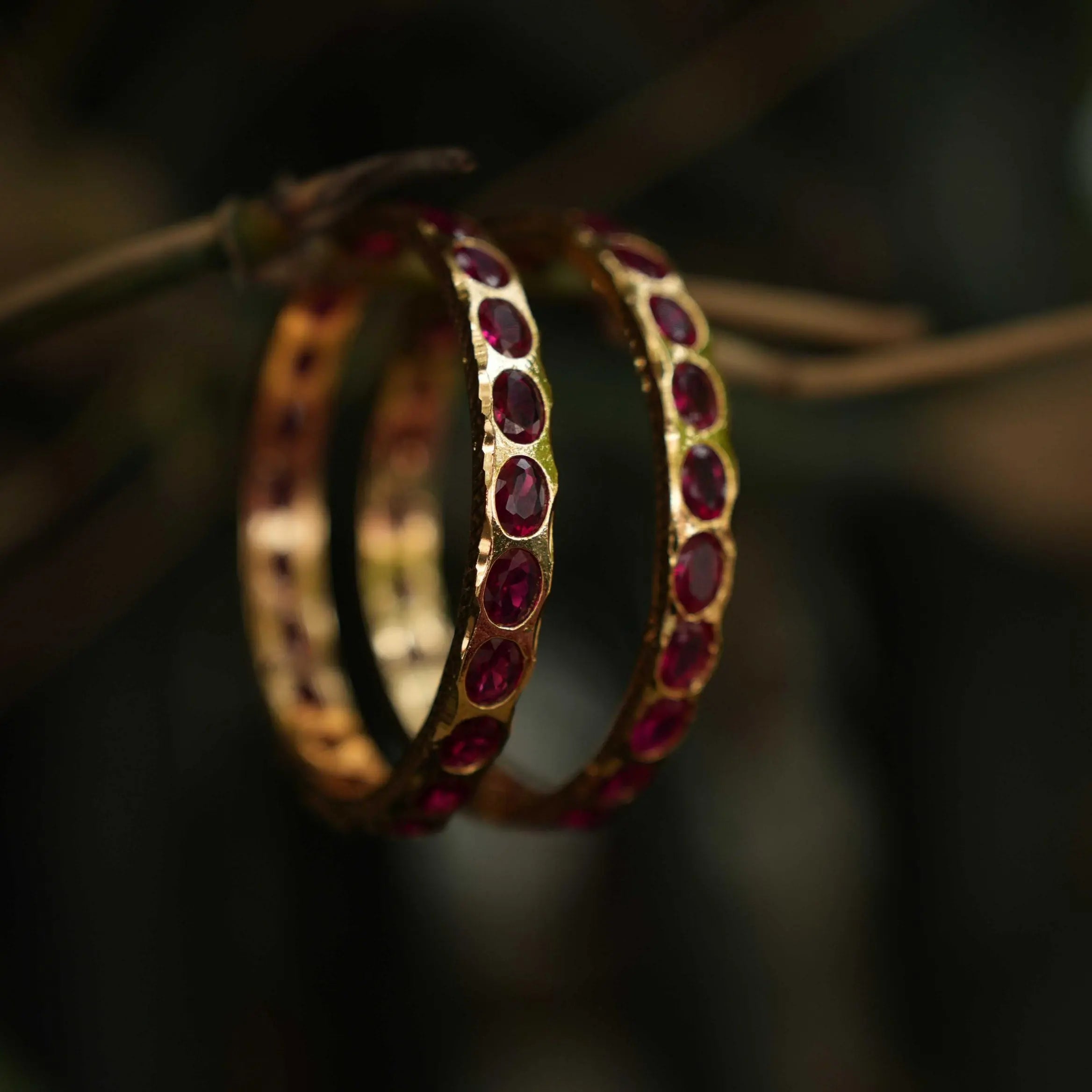 Simran Antique Bangles - Reddish PInk