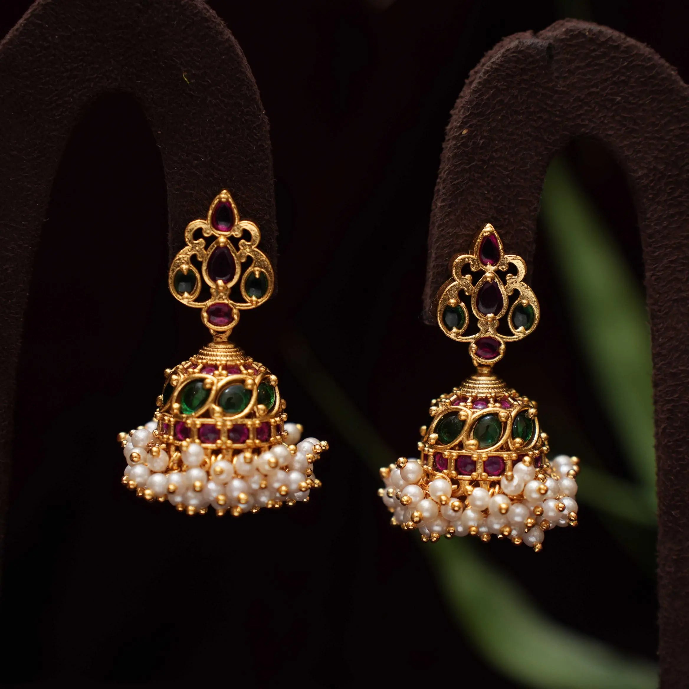 Sindhu Antique Jhumka Earrings - Multicolor