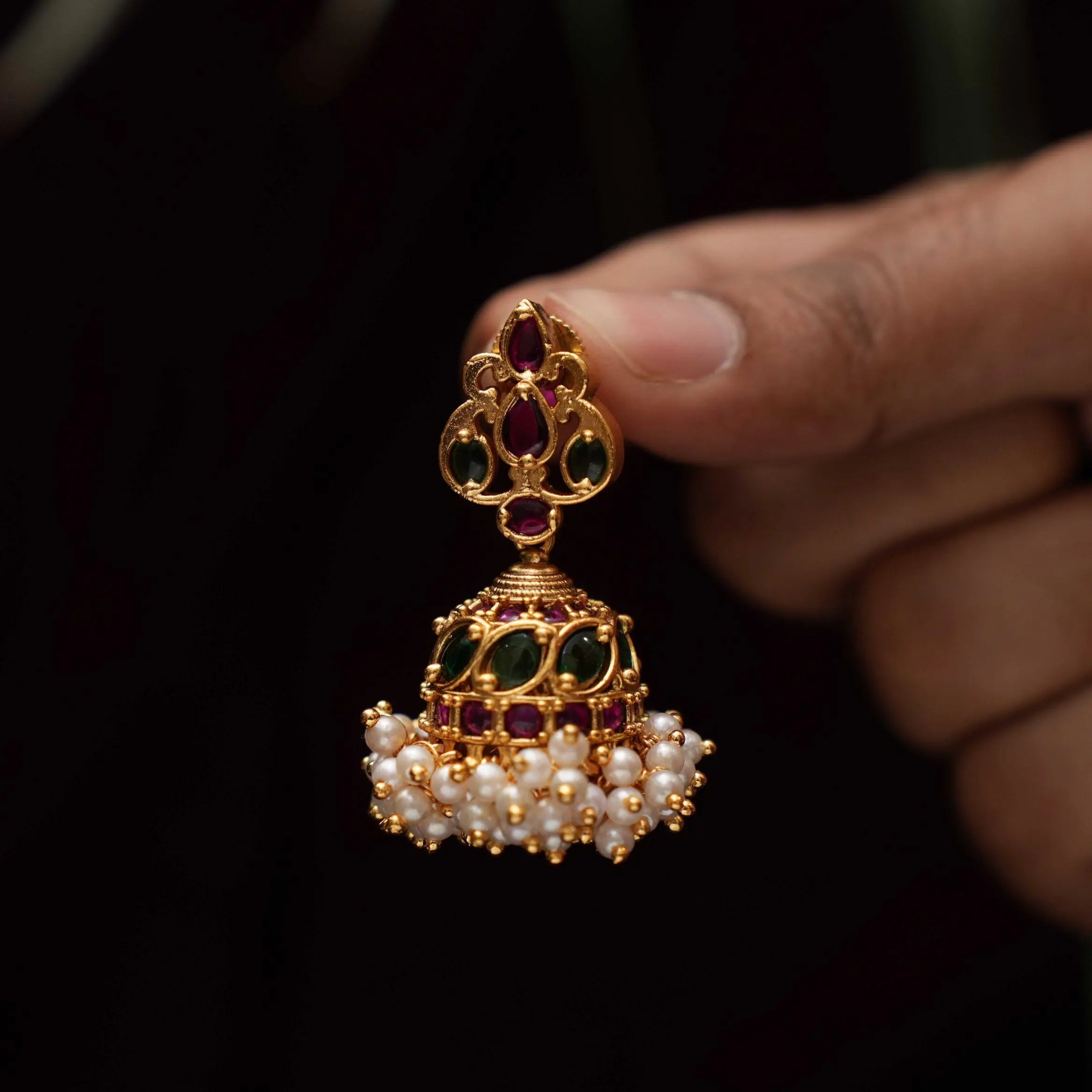 Sindhu Antique Jhumka Earrings - Multicolor