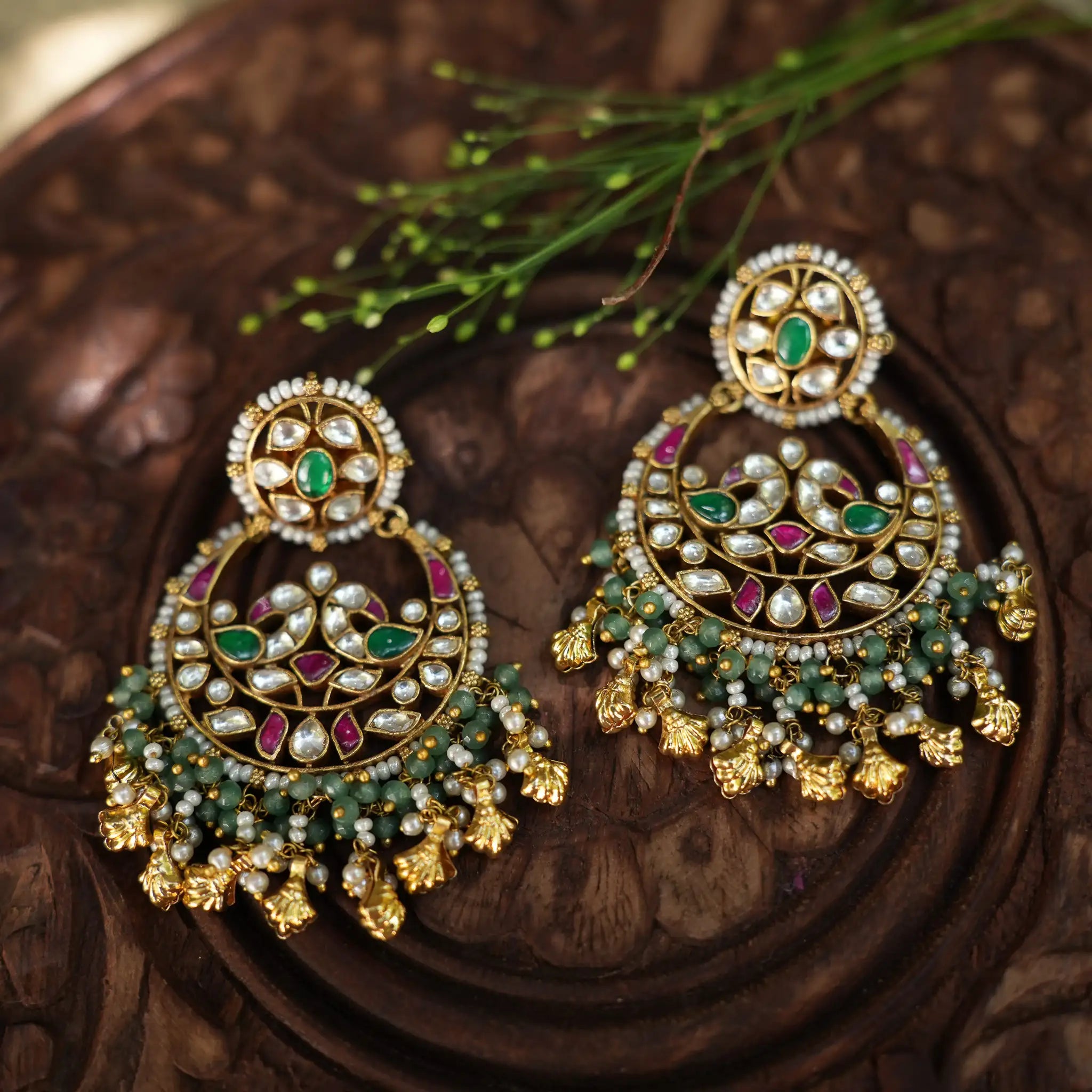 Sitara Polki Chandbali Earrings