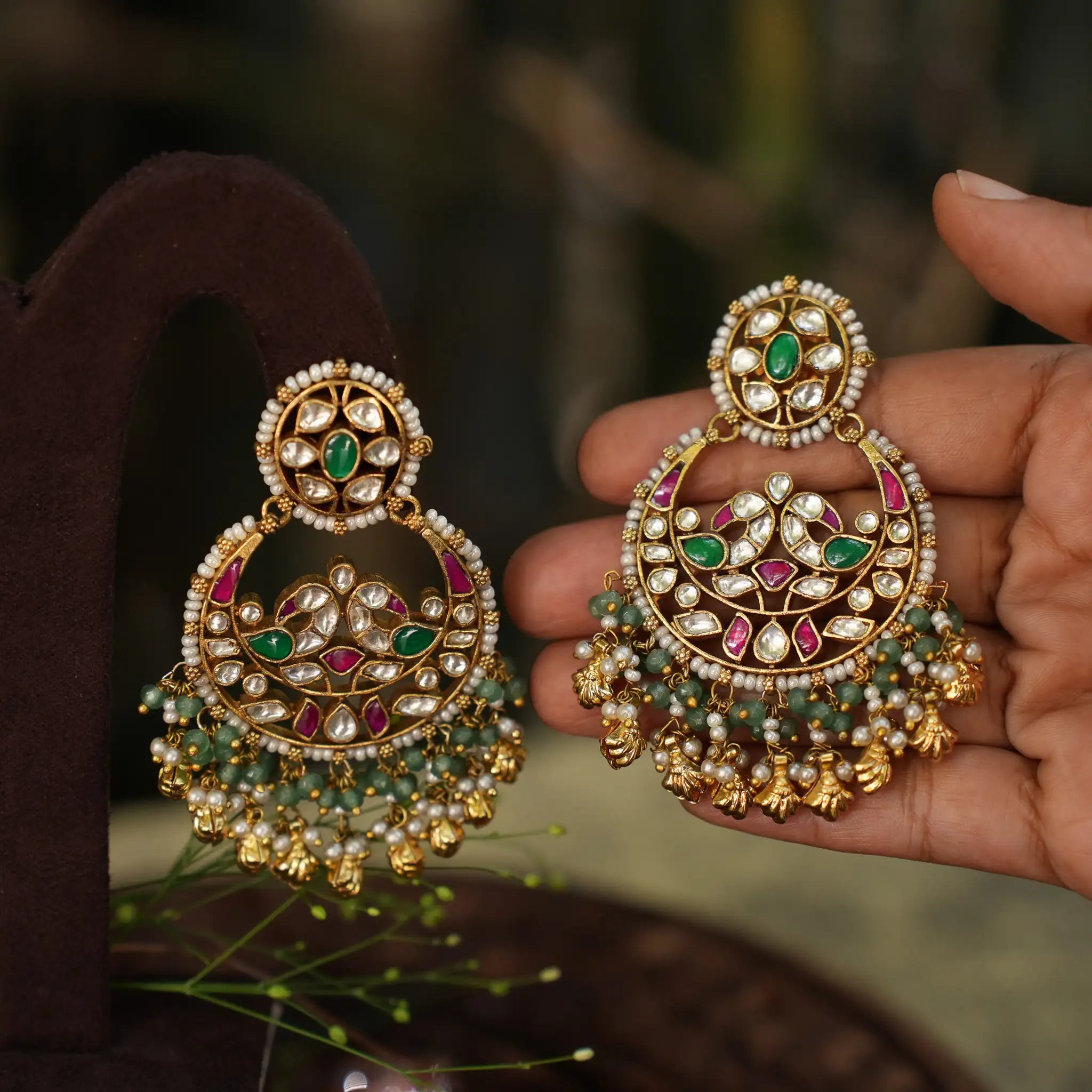 Sitara Polki Chandbali Earrings