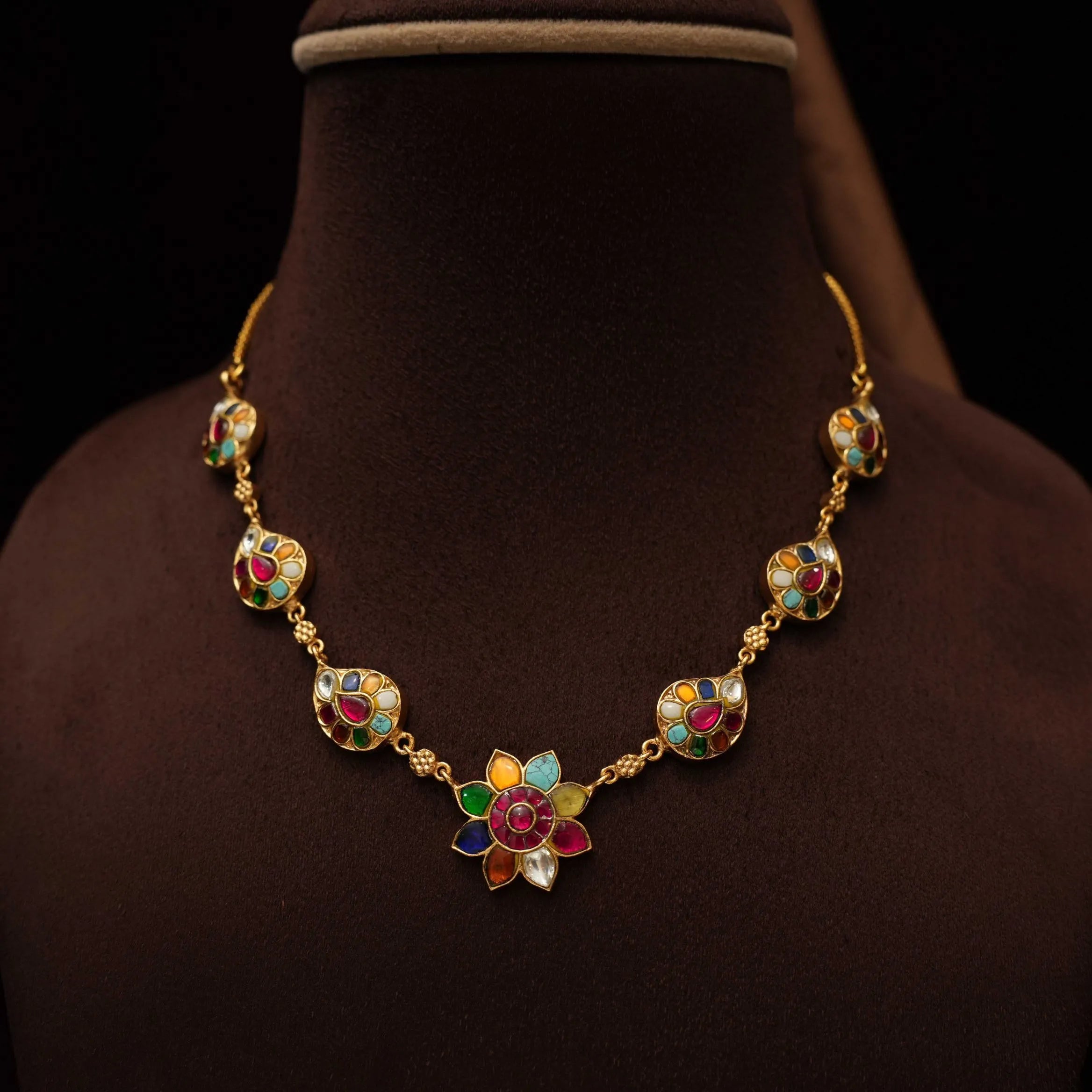 Siyav Polki Necklace - Multicolor