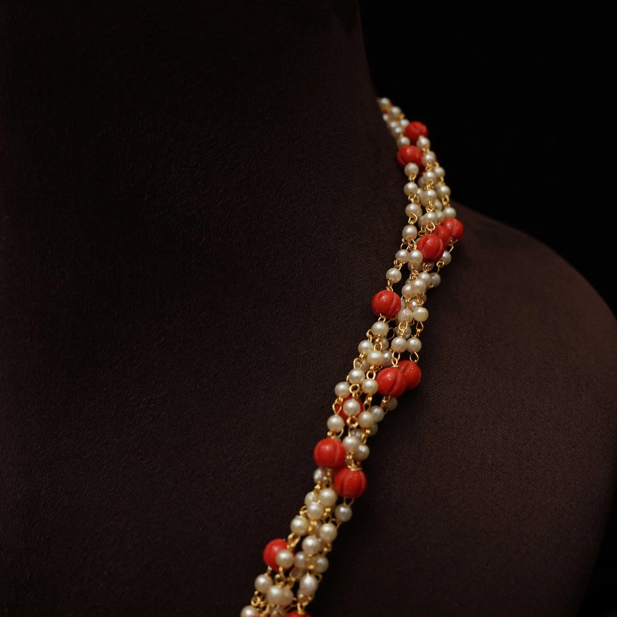 Sneha Coral Pearl Beaded Necklace