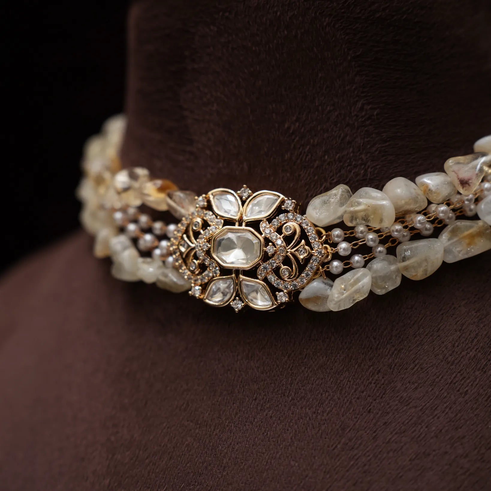 Solana Beaded Polki Choker - Anji