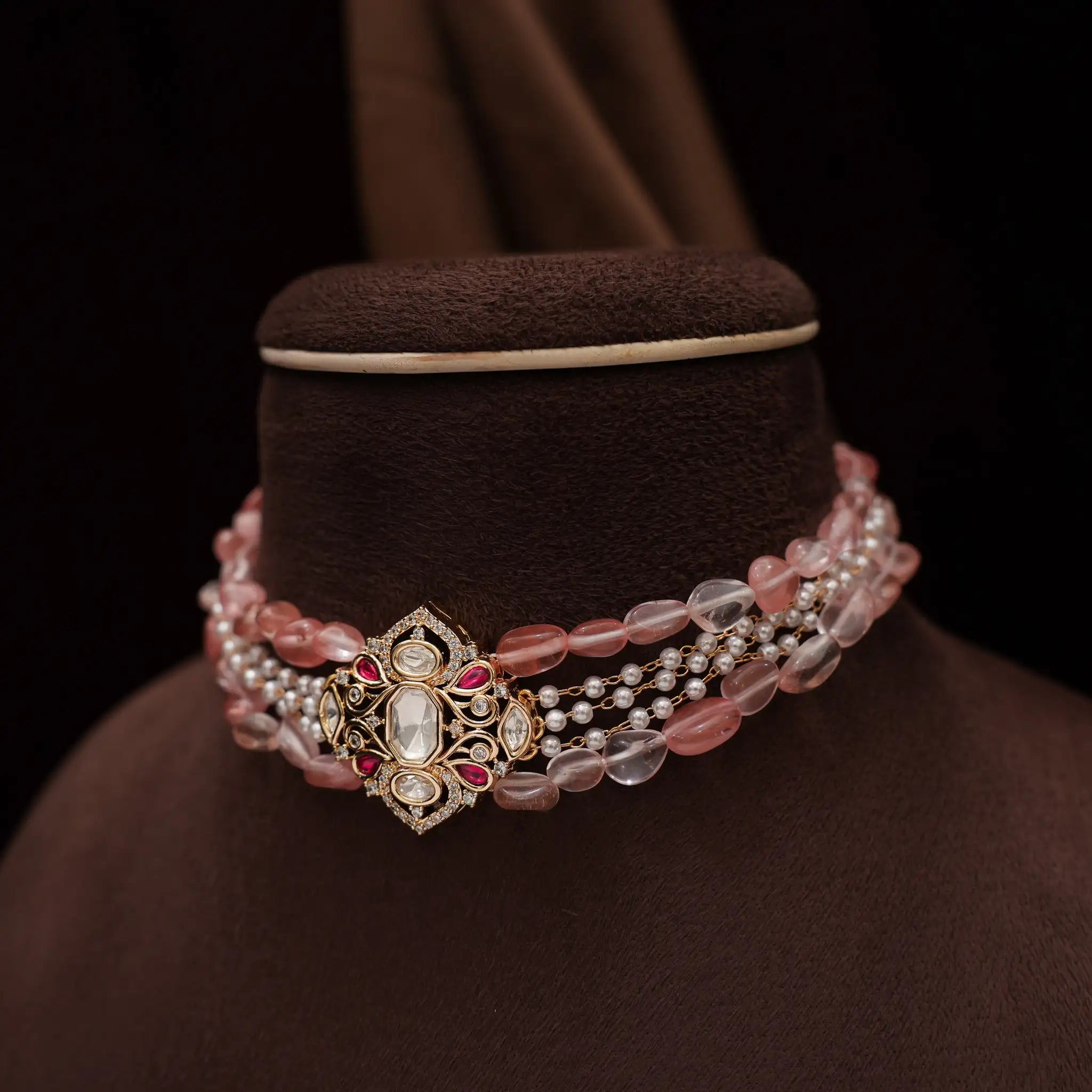 Solana Beaded Polki Choker - Capri