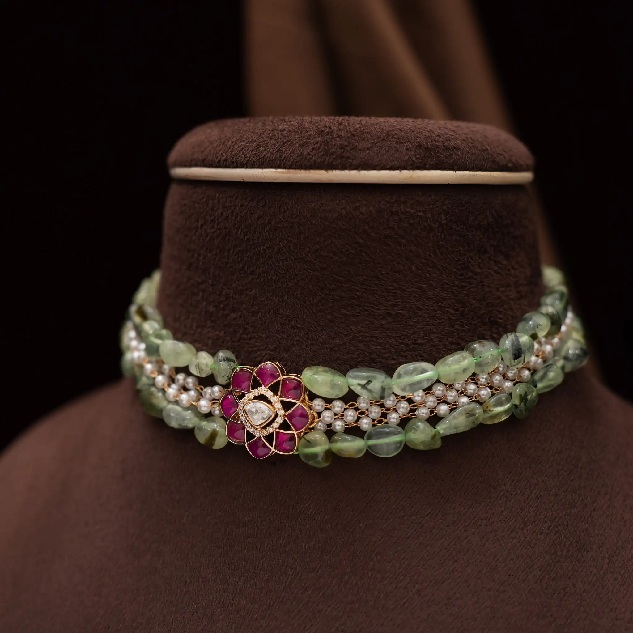 Solana Beaded Polki Choker - Deya