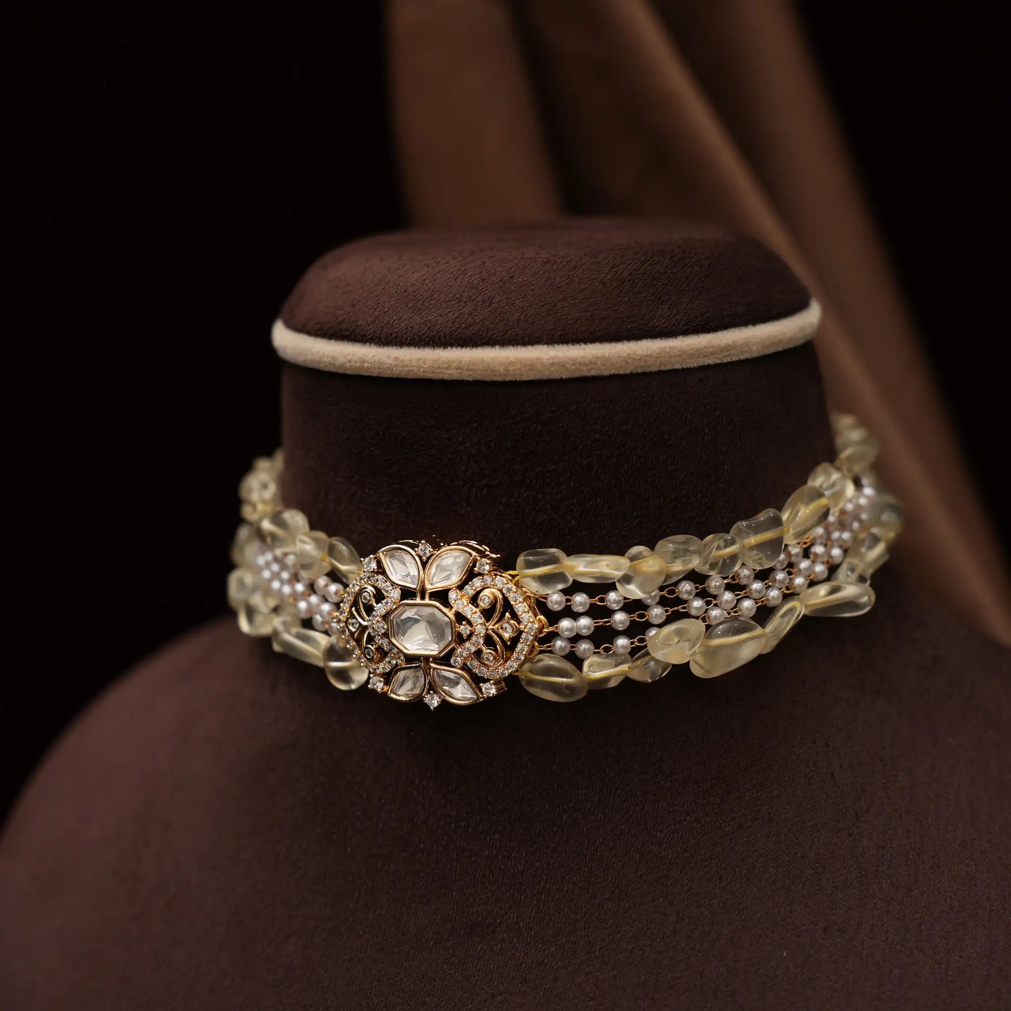 Solana Beaded Polki Choker - Kai
