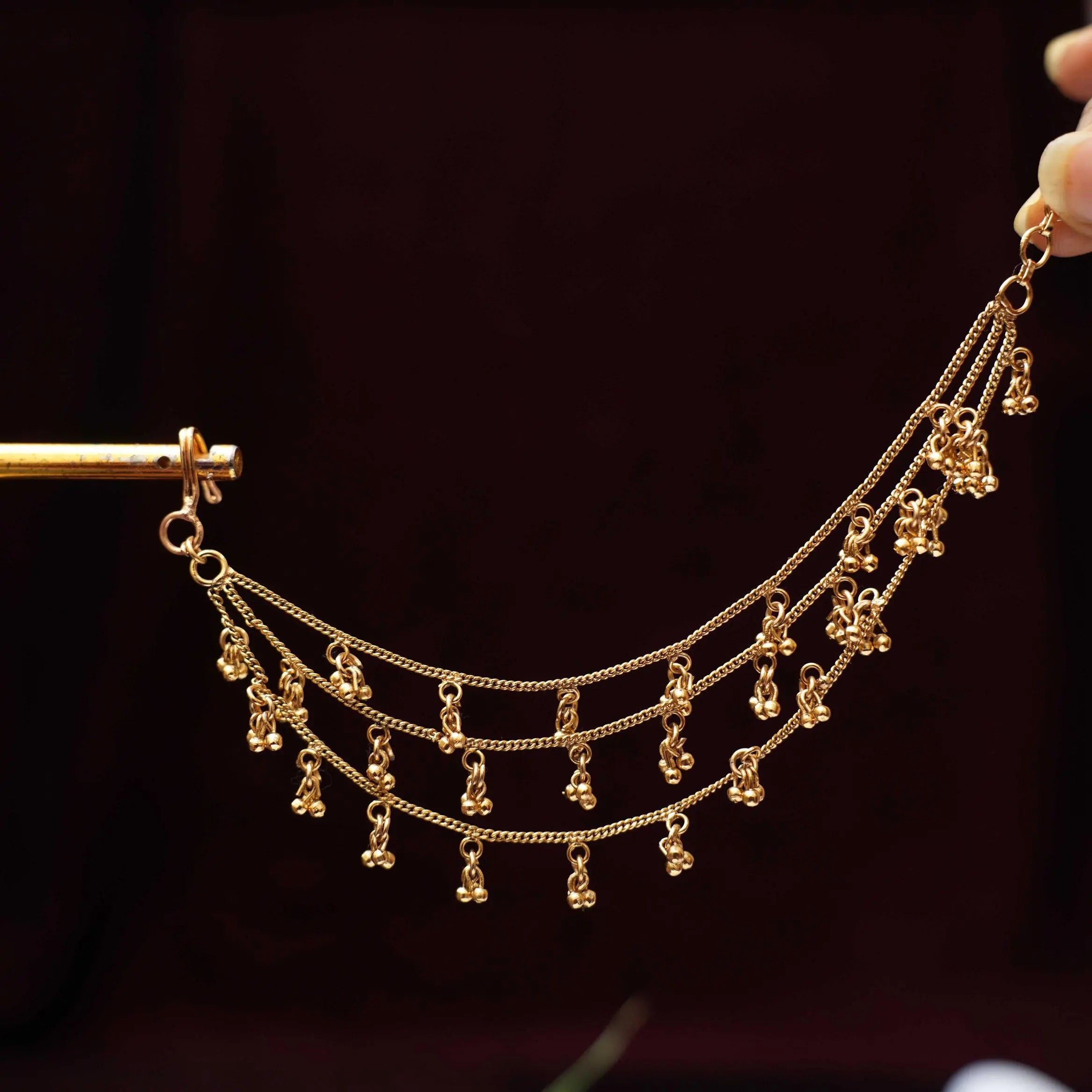 Sophia Antique Ear Chain - Golden Ball