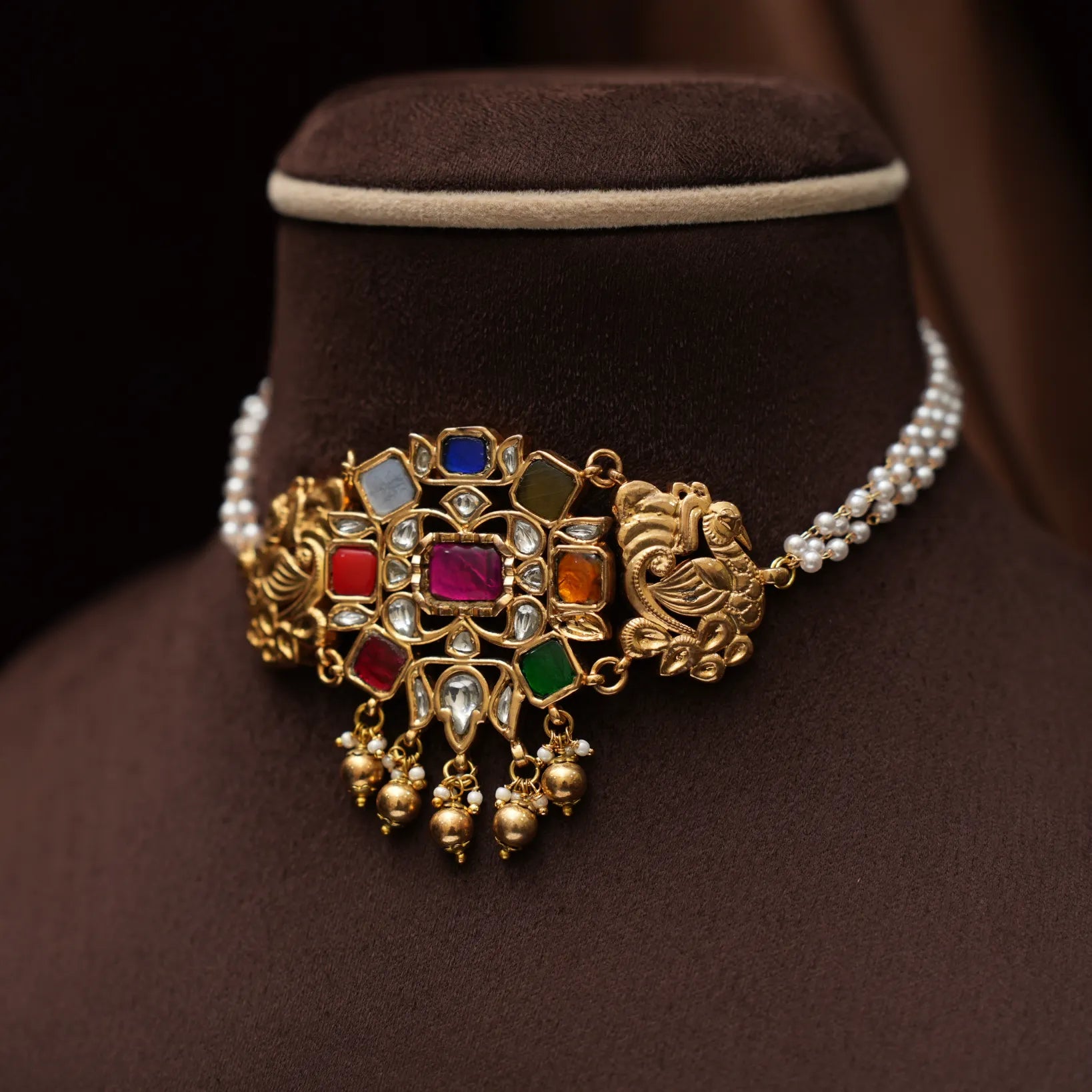 Sunantha Pearl Polki Choker - Mia