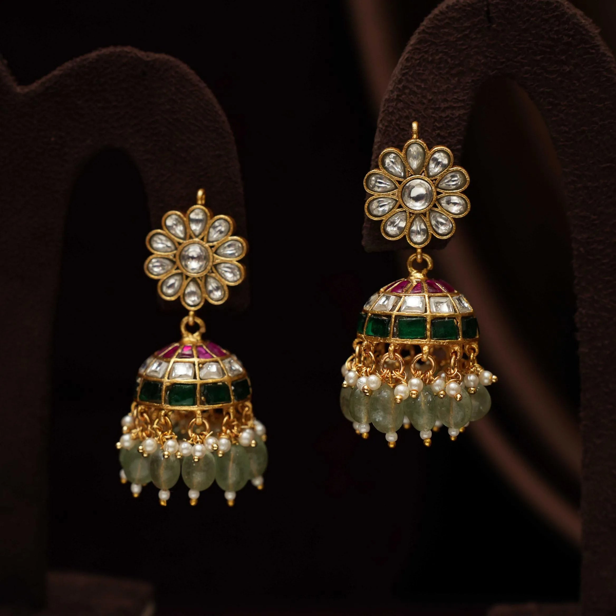 Sundari Polki Jhumka Earrings - White