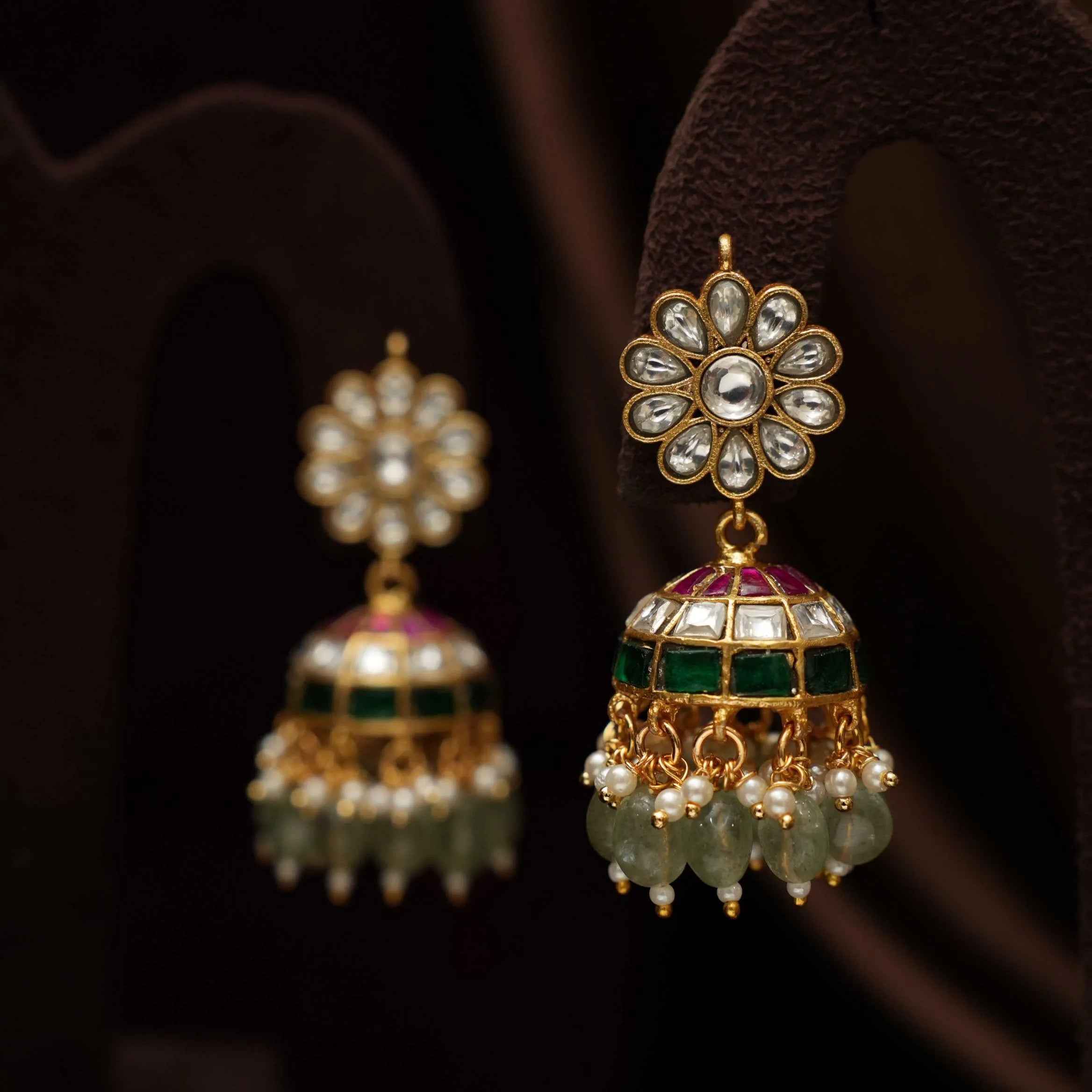 Sundari Polki Jhumka Earrings - White