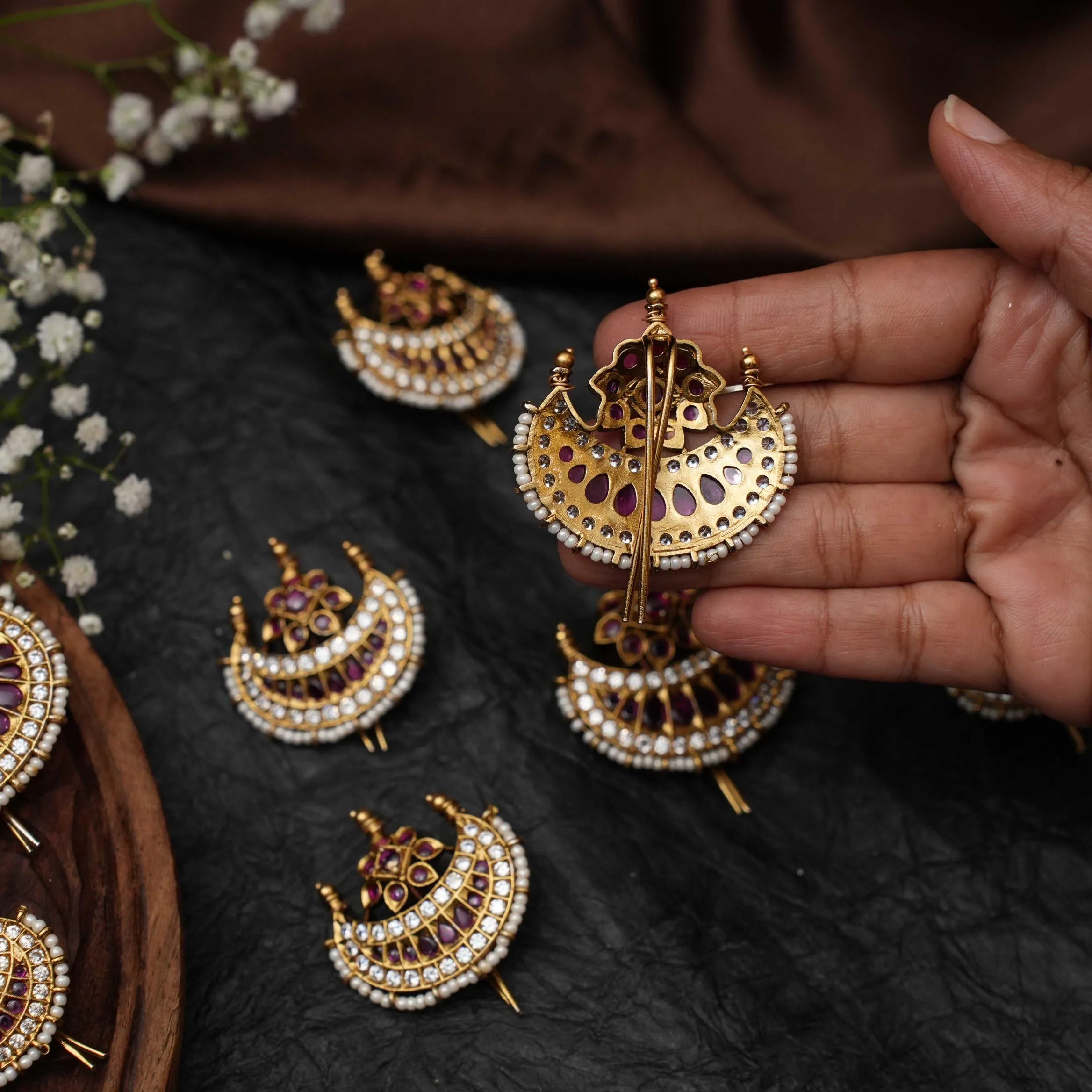 Sunita Antique Rakkodi / Hair Pins- Red