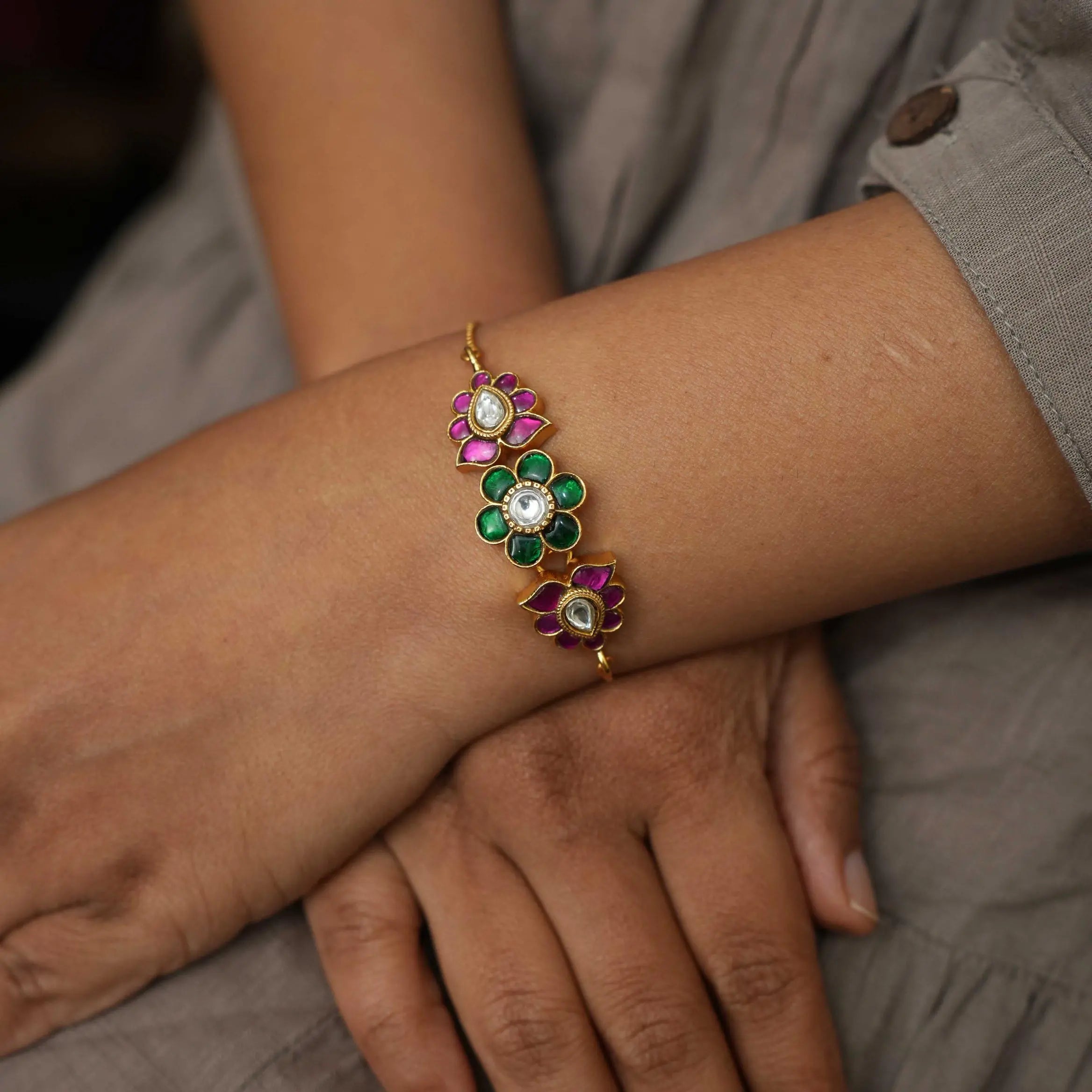 Sunita Silver Bracelet - Green