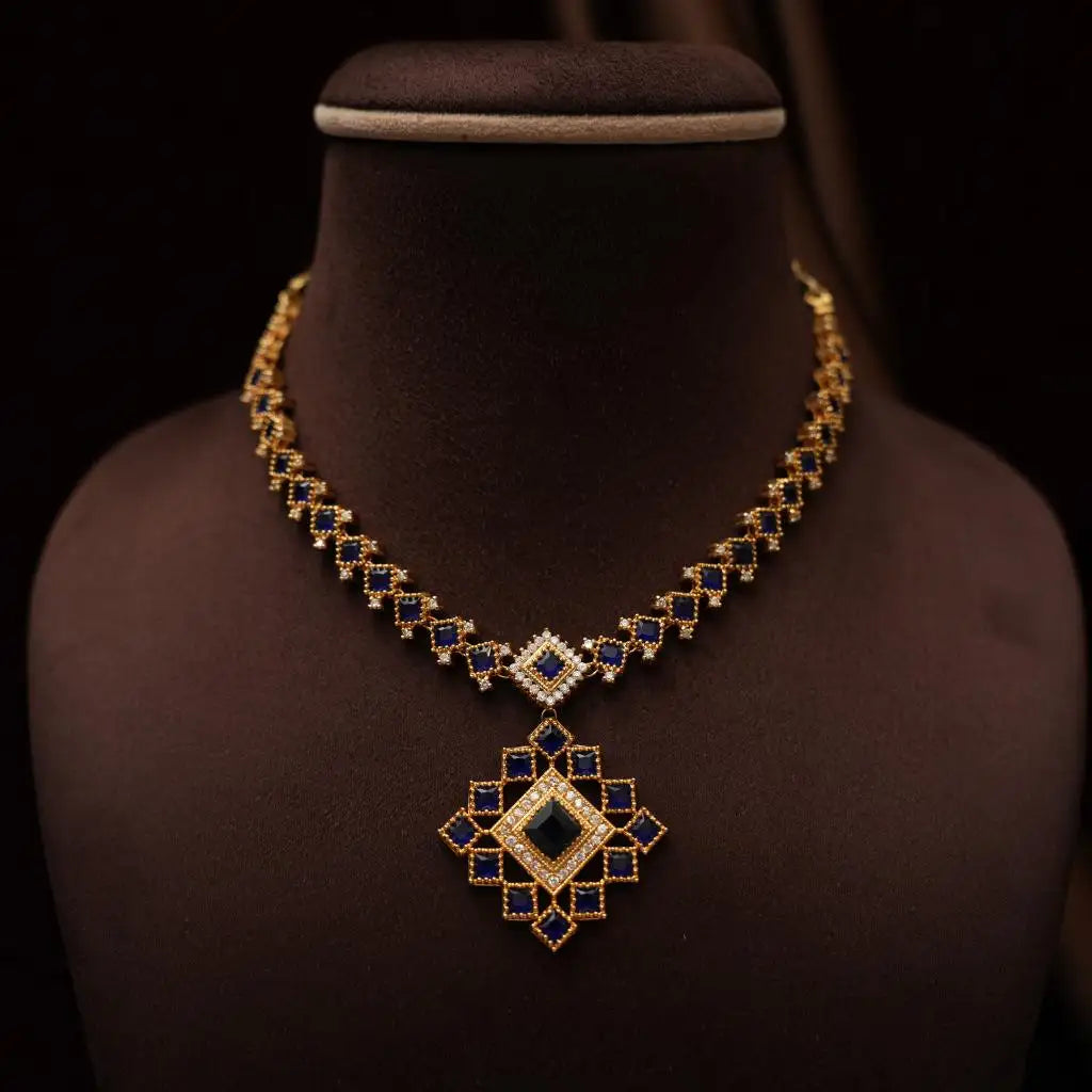 Svara Blue Zircon Necklace