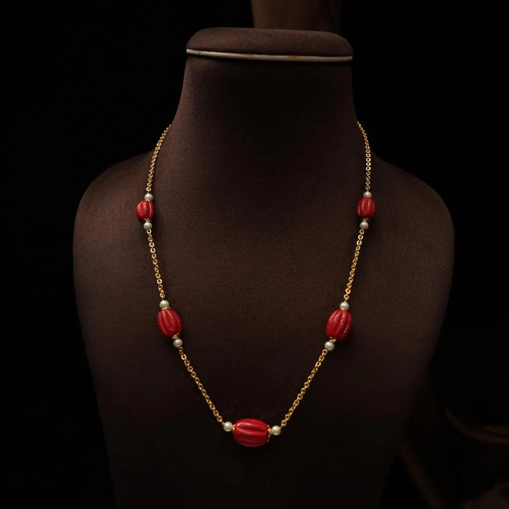 Swara Beaded Coral Necklace