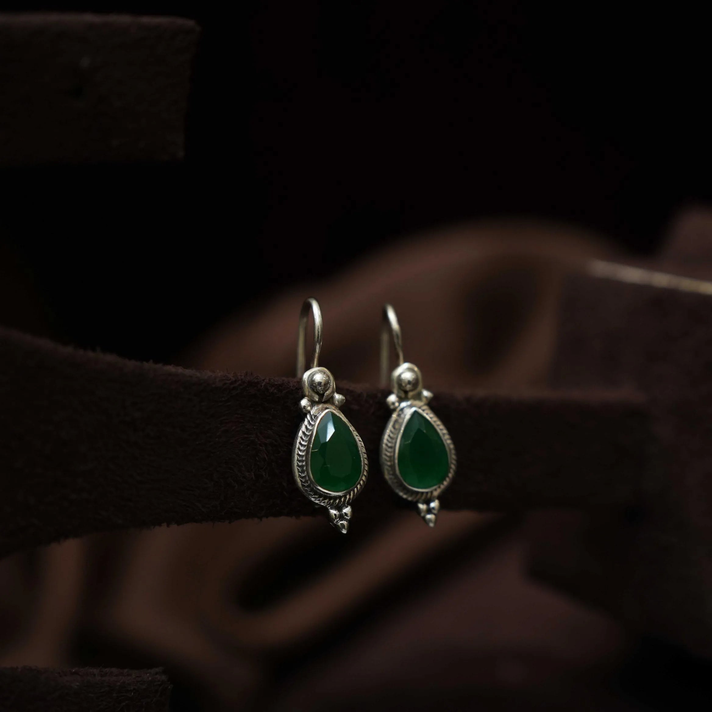 Talia Silver Oxidsed Earring - Green