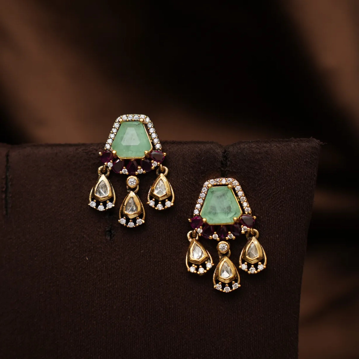 Tamia Victorian Kundan Necklace - Pastel Green